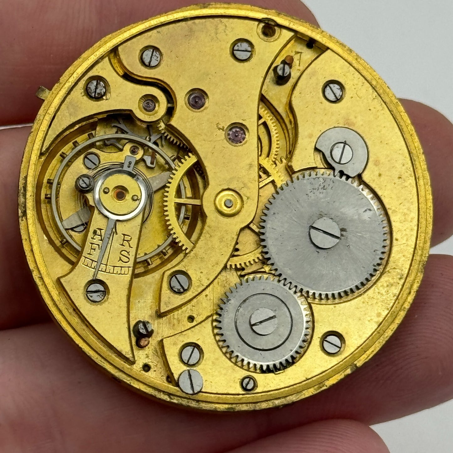 42.9mm Unidentified Open Face Sub Seconds Swiss Pocket Watch Movement PARTS