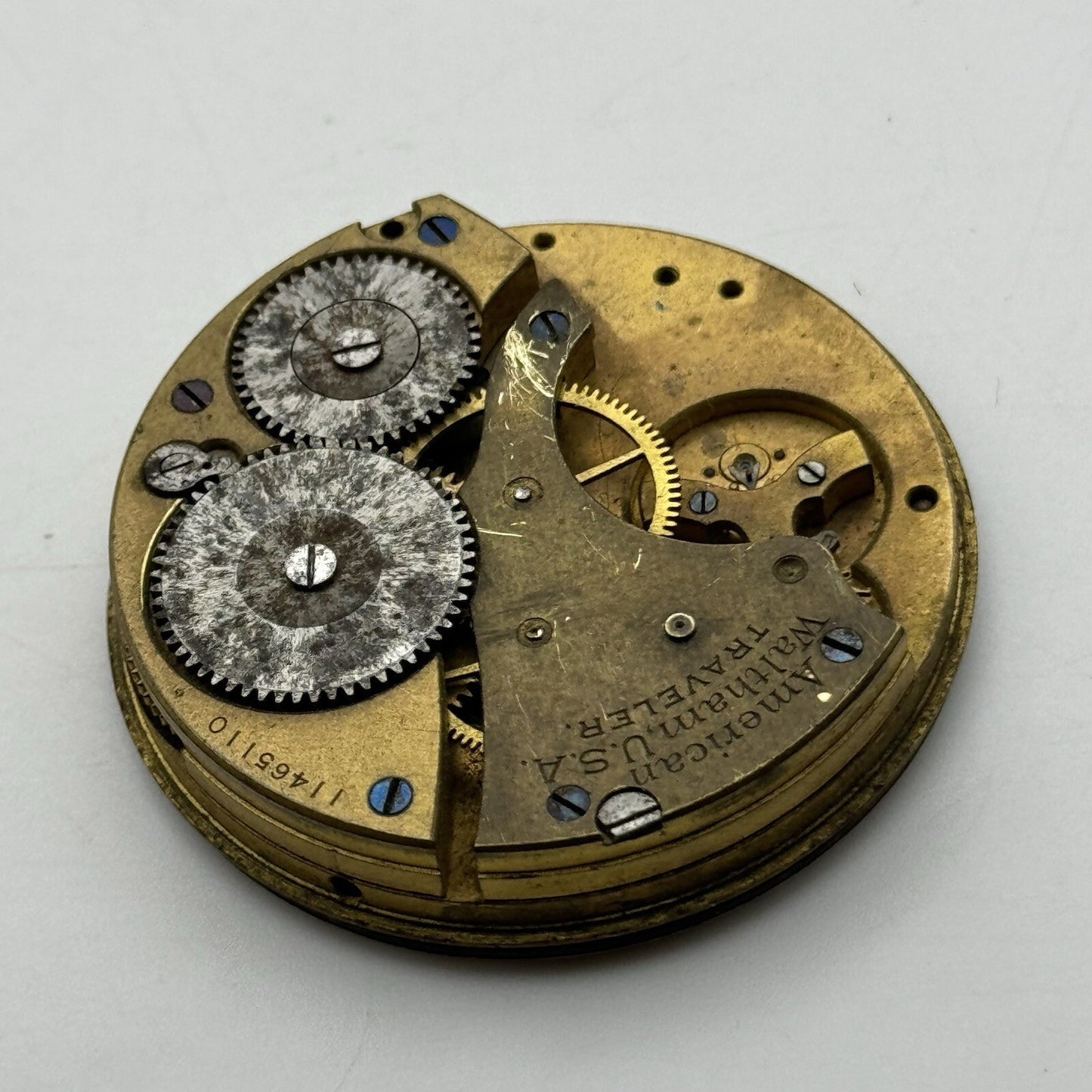 43.1mm Manual Wind Waltham Traveler Model Hunter Pocket Watch Movement FOR PARTS