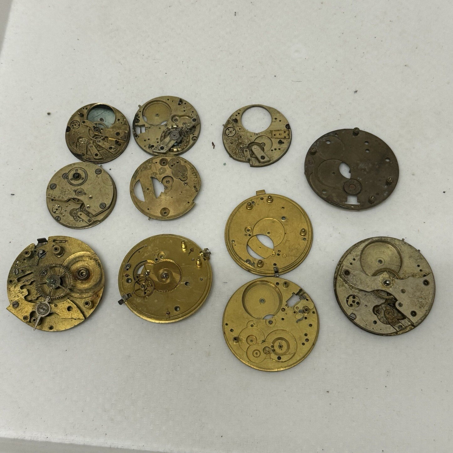12 x Antique Partial Pocket Watch Movements Parts Repair Watchmakers Job Lot