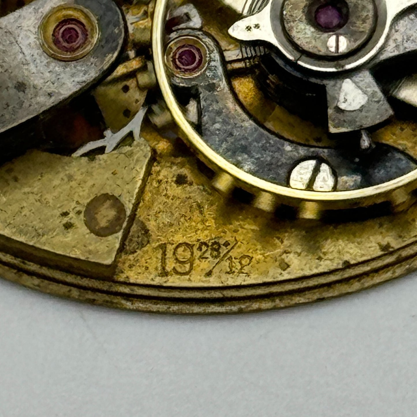 42.9mm Buren 19 28/12 Balance Intact Partial Pocket Watch Movement PARTS SPARE