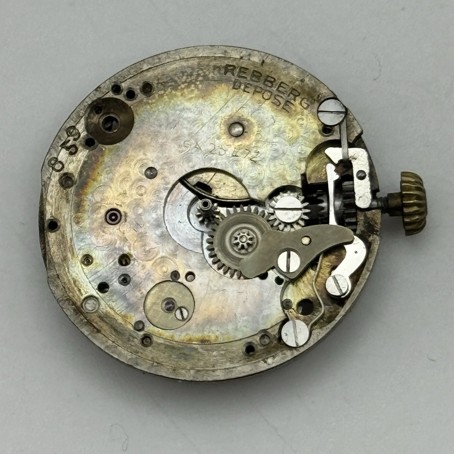 25.7mm ROLEX Rebberg Manual Wind Trench Watch Movement & Dial Antique PARTS