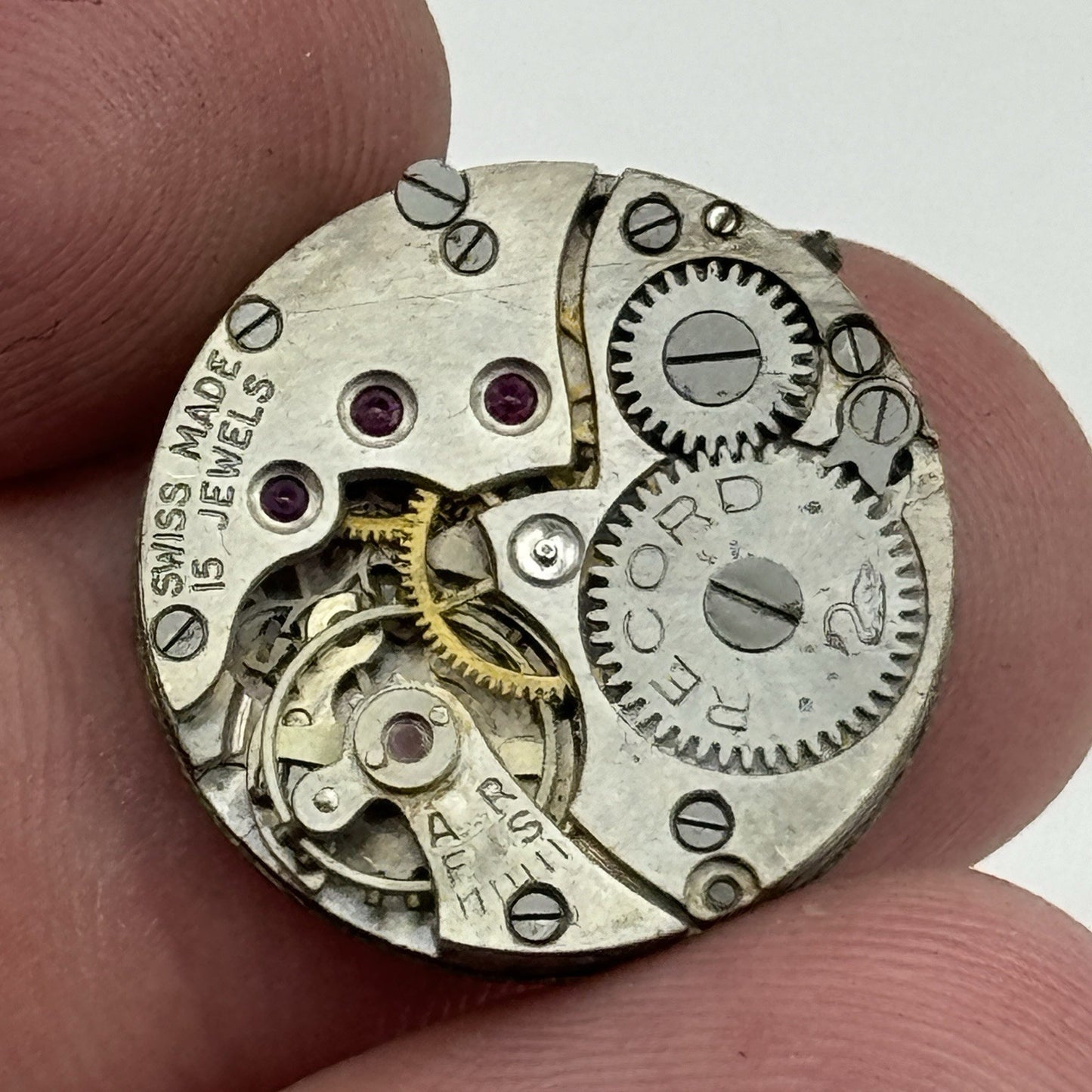 19.6mm Record 15 Jewels Swiss Manual Wind Watch Movement Vintage PARTS SPARES