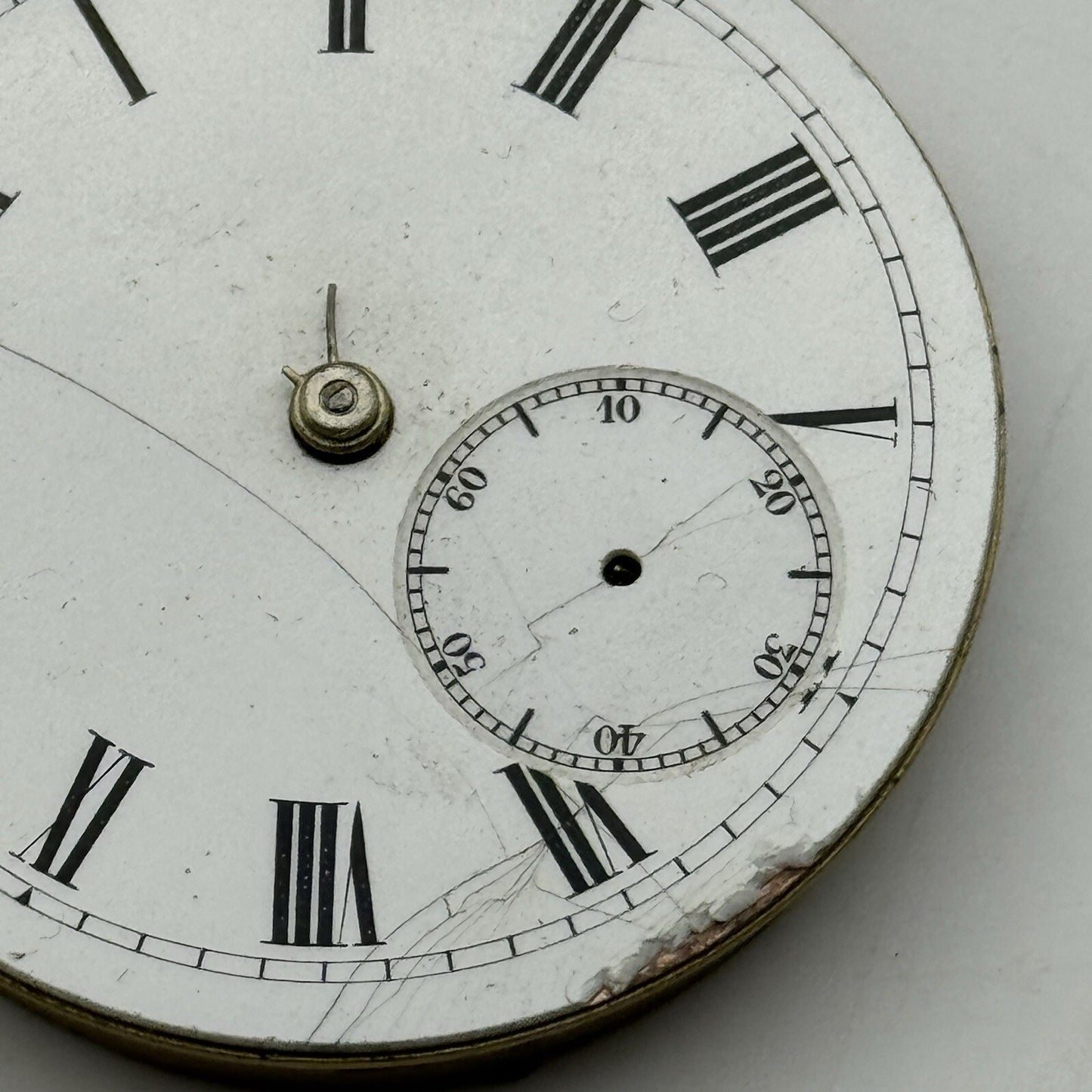 44.7m Warranted English Lever Top Wind Pocket Watch Movement Dial FOR PARTS