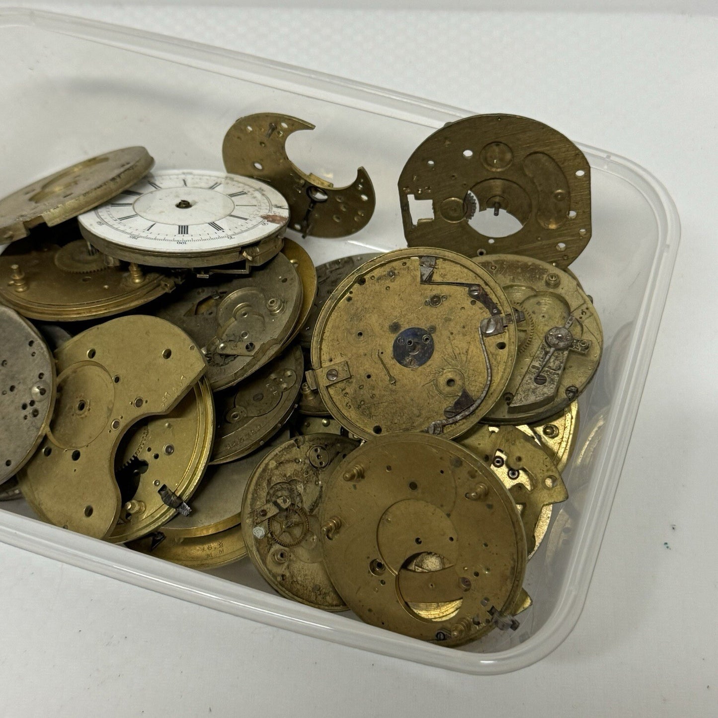 590 Grams Mixed Partial Pocket Watch Movements Watchmakers Job Lot Spares Parts