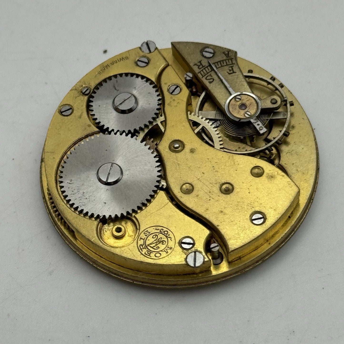 43.2mm Moeris Open Face Swiss Vintage Pocket Watch Movement PARTS REPAIR SPARES