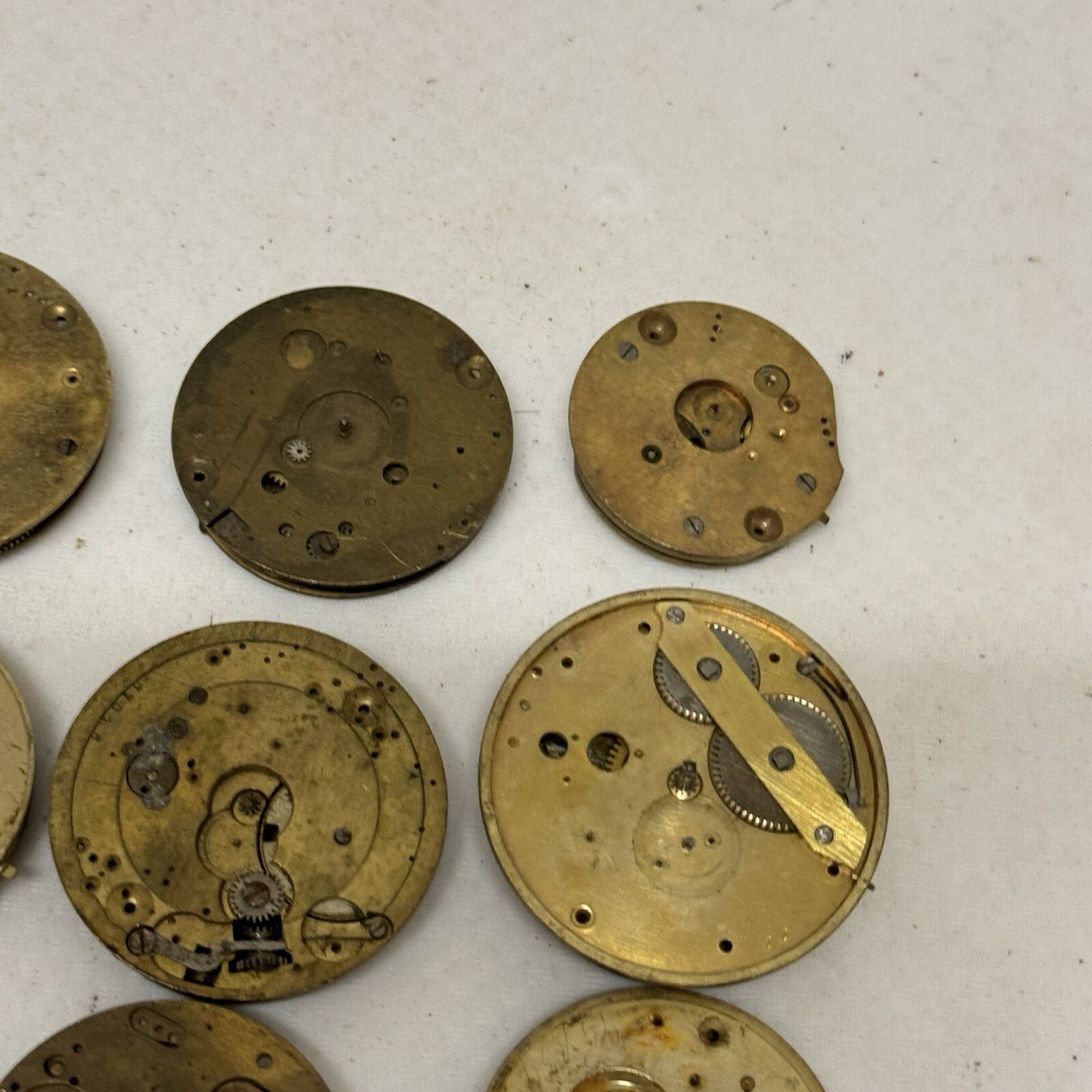 9 x Antique Partial Pocket Watch Movements Parts Repair Watchmakers Job Lot