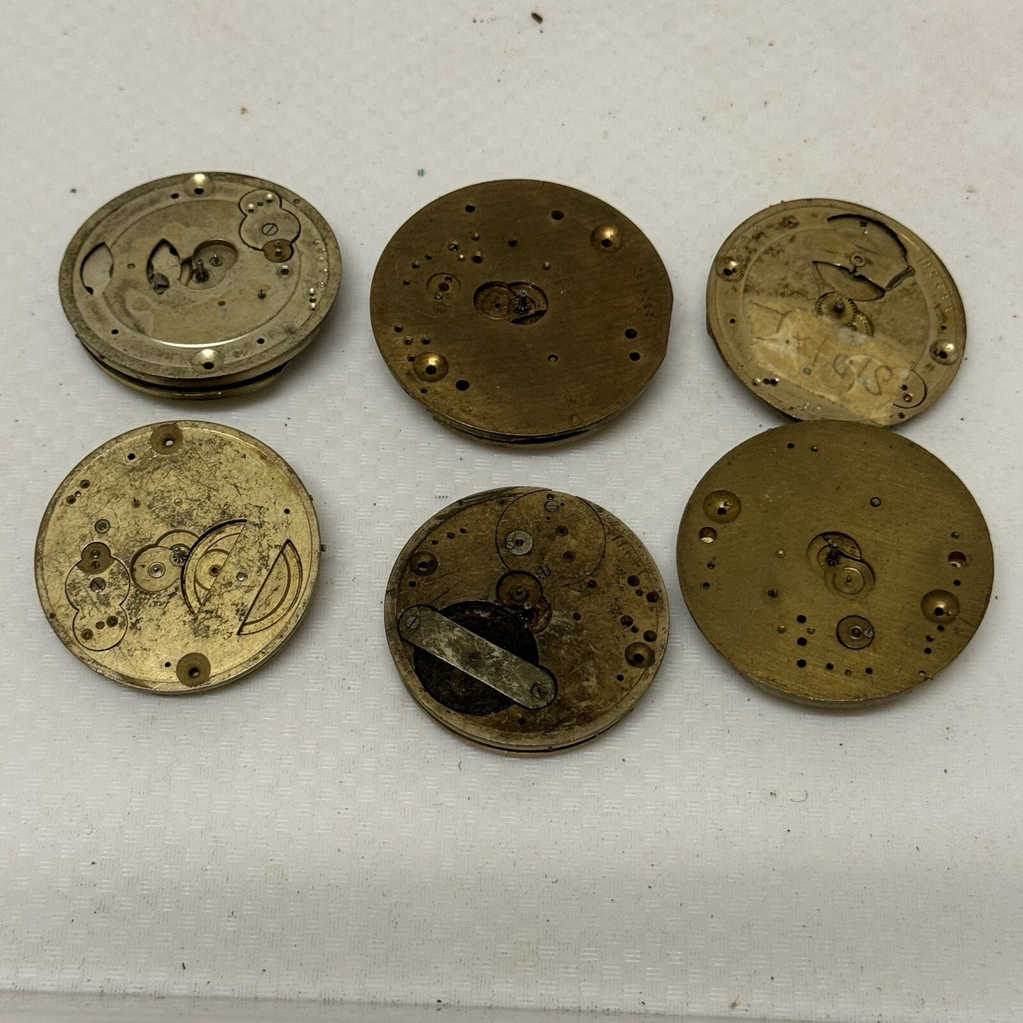 6 X Vintage Key Wound Pocket Watch Movements Parts Repair Watchmakers Job Lot