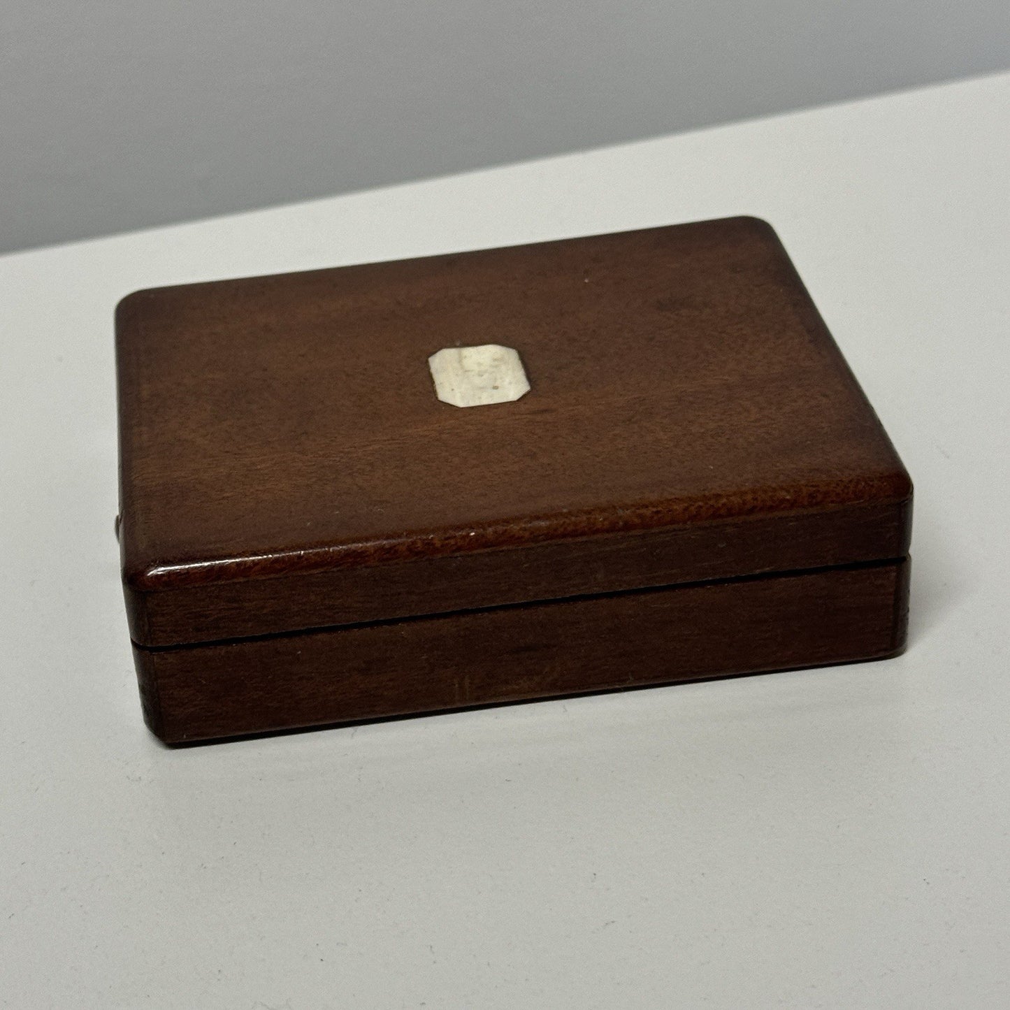 8cm x 10.5cm Antique Wooden Pocket Watch Box Purple Velvet Interior To Restore