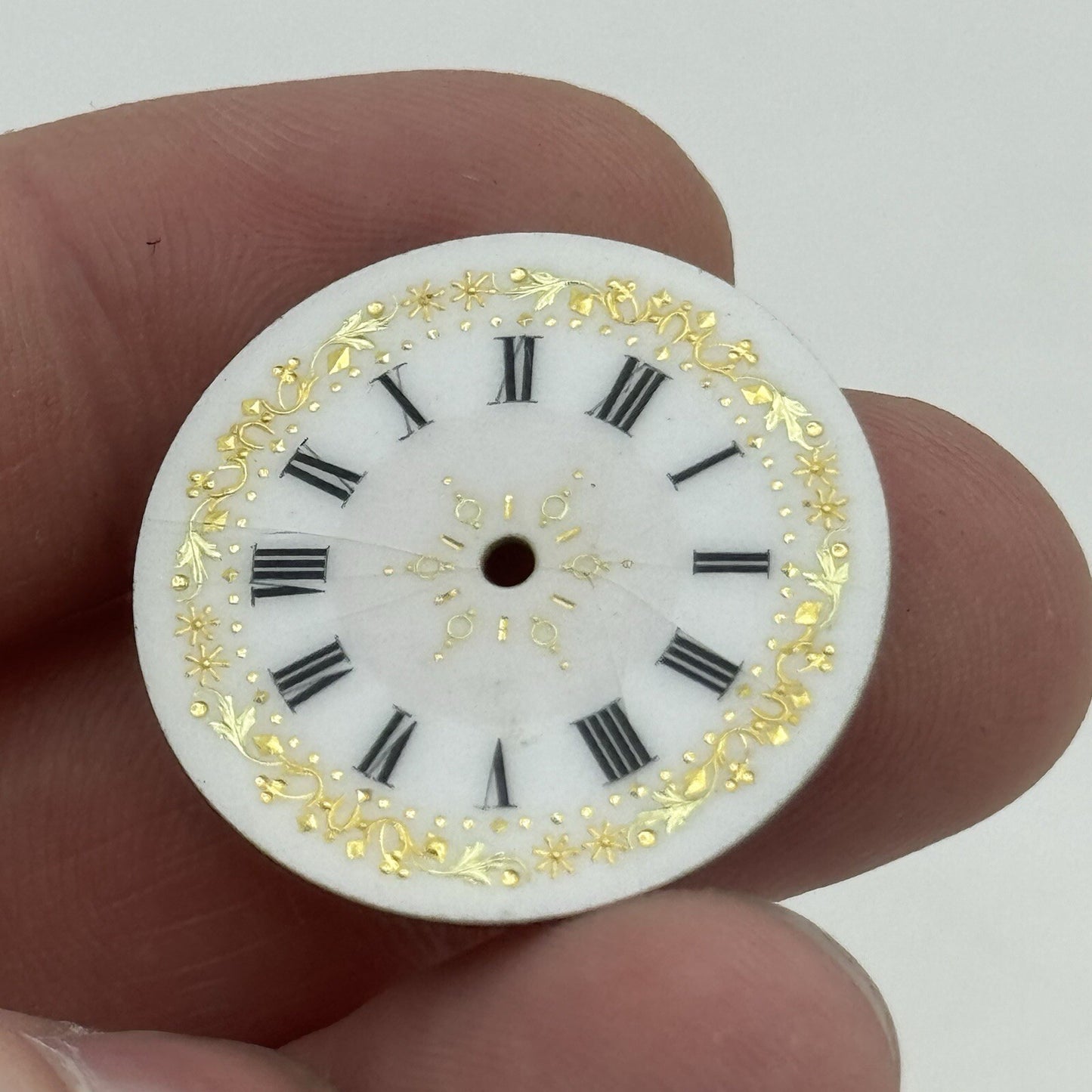 26.8mm Antique Beautiful Porcelain Patterned Pocket Watch Dial Spares Parts