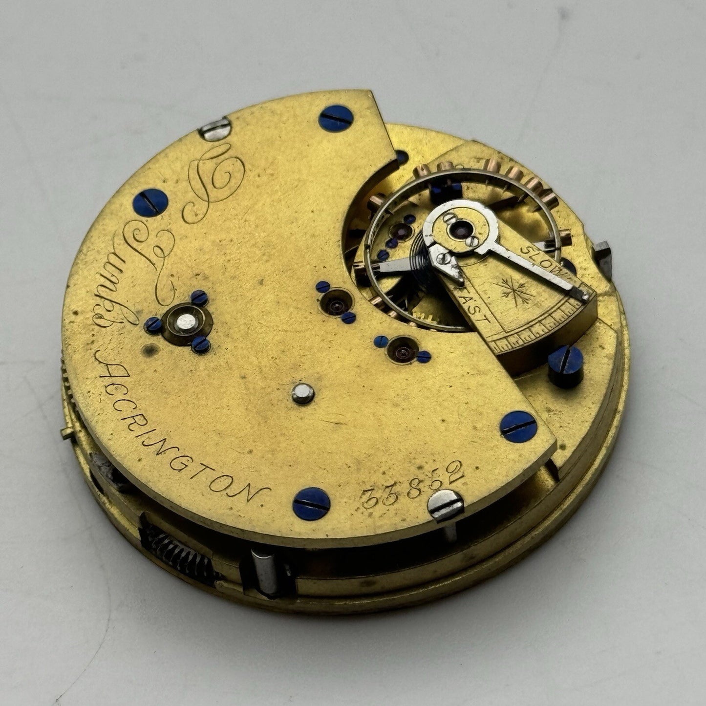 47.2mm Manual Wind Antique D Tunks Accrington Pocket Watch Movement FOR PARTS