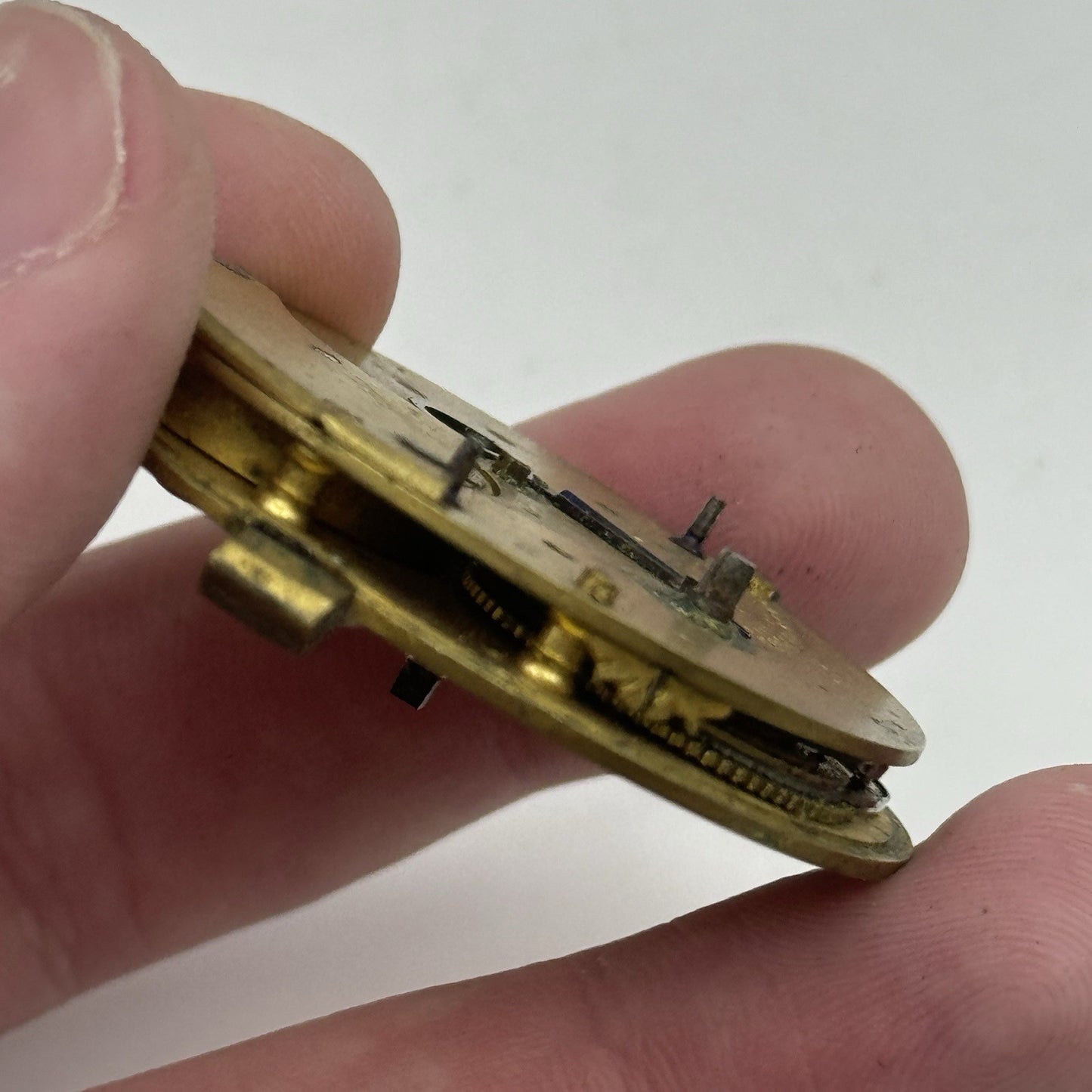 44.8mm Antique Unidentified English Fusee Pocket Watch Movement - PARTS REPAIR