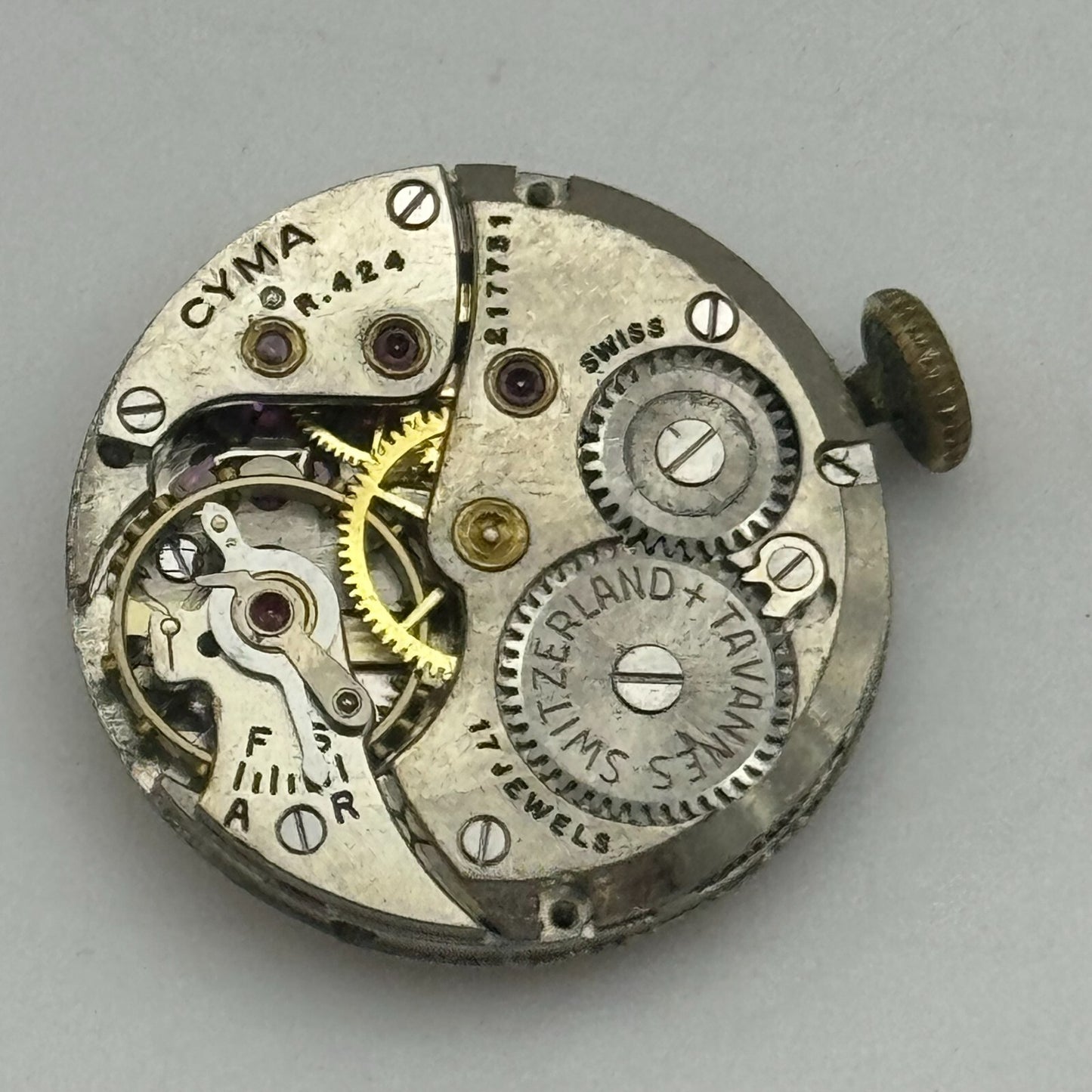 19.7mm Cyma R.424 Sub Seconds Manual Wind Watch Movement Swiss Vintage PARTS