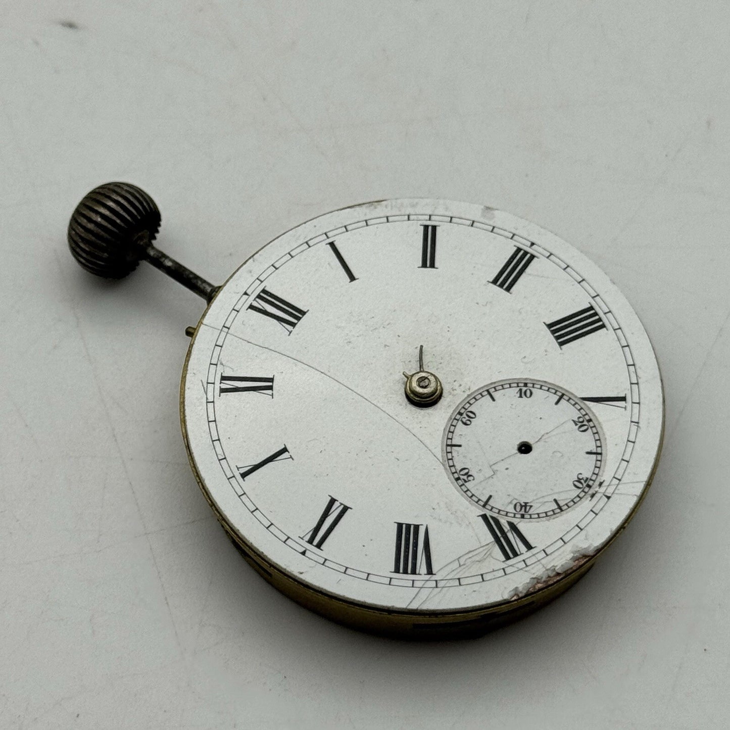 44.7m Warranted English Lever Top Wind Pocket Watch Movement Dial FOR PARTS