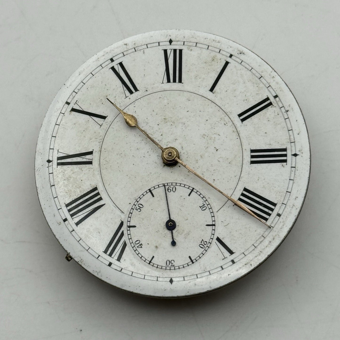 45.8mm Manual Wind Unidentified Pocket Watch Movement Dial Hands FOR PARTS