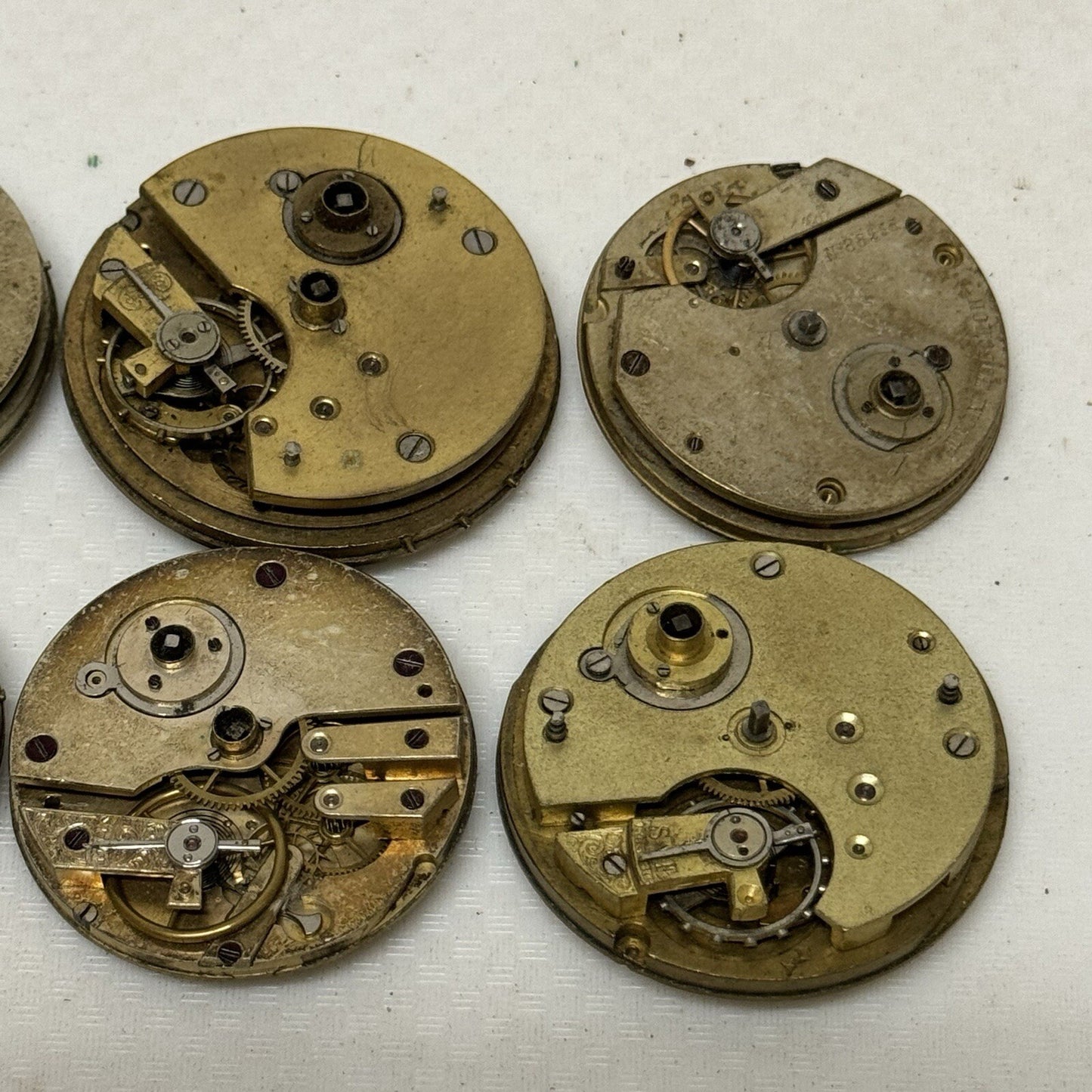 6 X Vintage Key Wound Pocket Watch Movements Parts Repair Watchmakers Job Lot