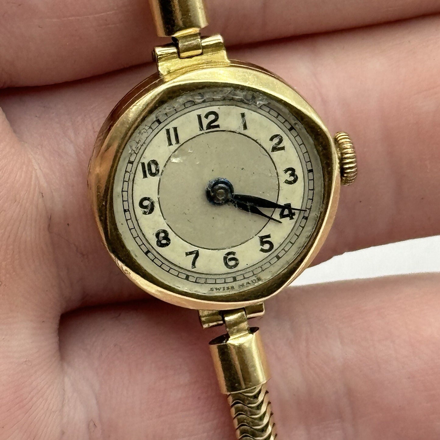 21mm Buren Dennison 9ct Gold Ladies Swiss Manual Wind Watch To Restore Vintage