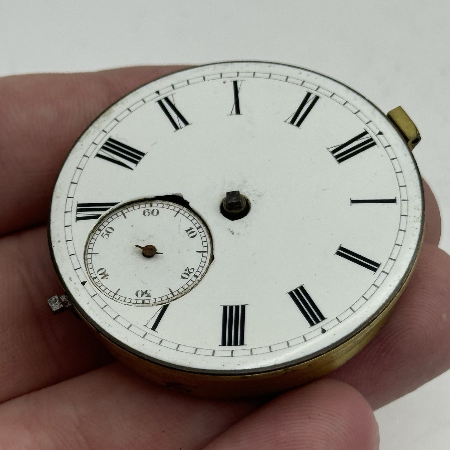 43mm Antique Fusee Good Balance Pocket Watch Movement - Chain Present PARTS
