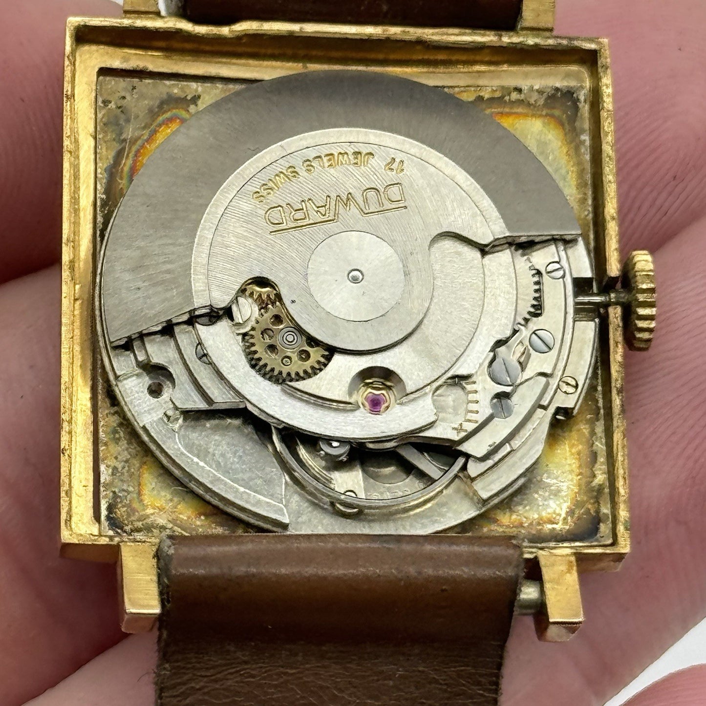 28mm Duward Diplomatic ETA 2472 Automatic Square Vintage Watch RESTORE PARTS