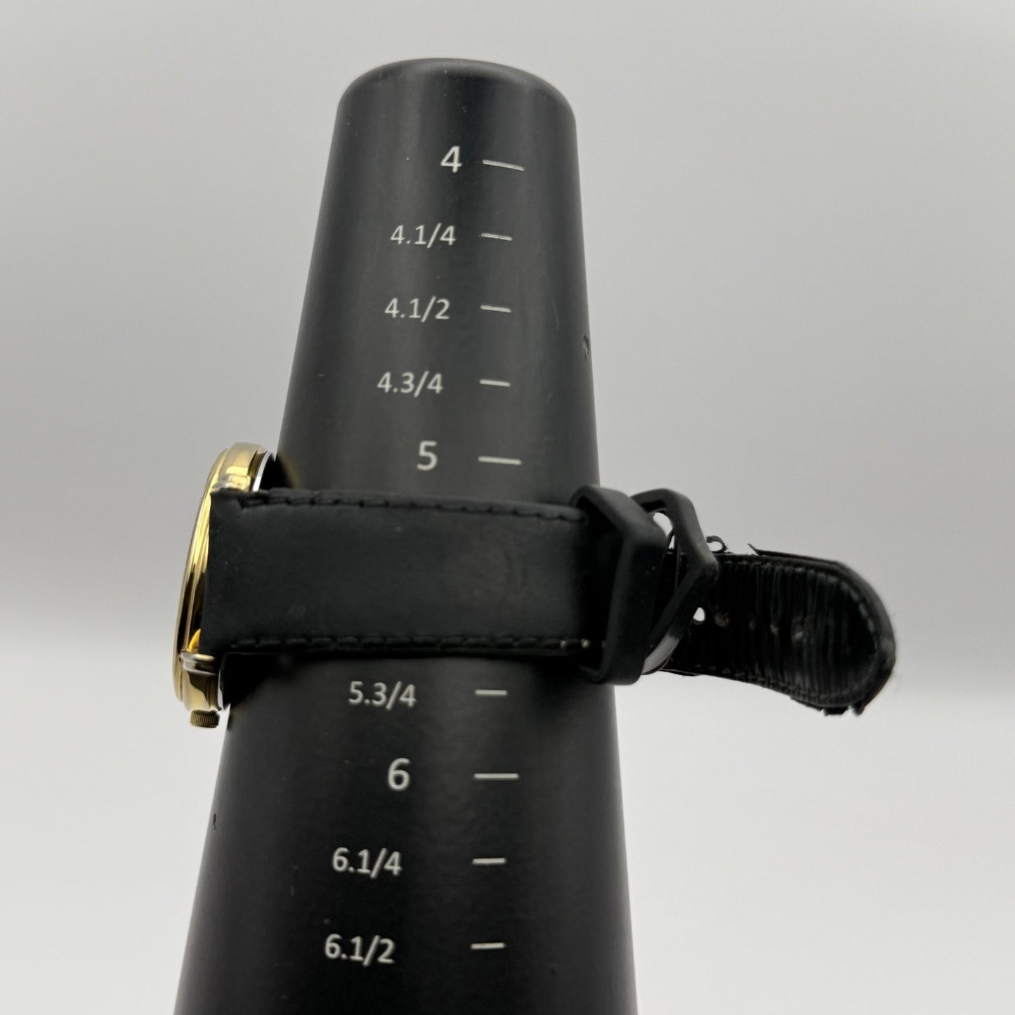 Citizen Ladies Quartz Watch Gold Tone White Dial Black Strap Japan Working 33mm