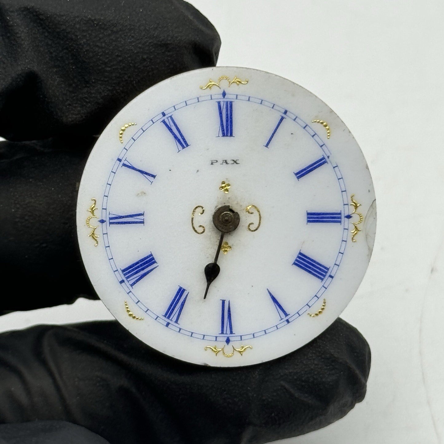 34.2mm PAX Beautiful Porcelain Dial Pocket Fob Watch Movement FOR PARTS Repair