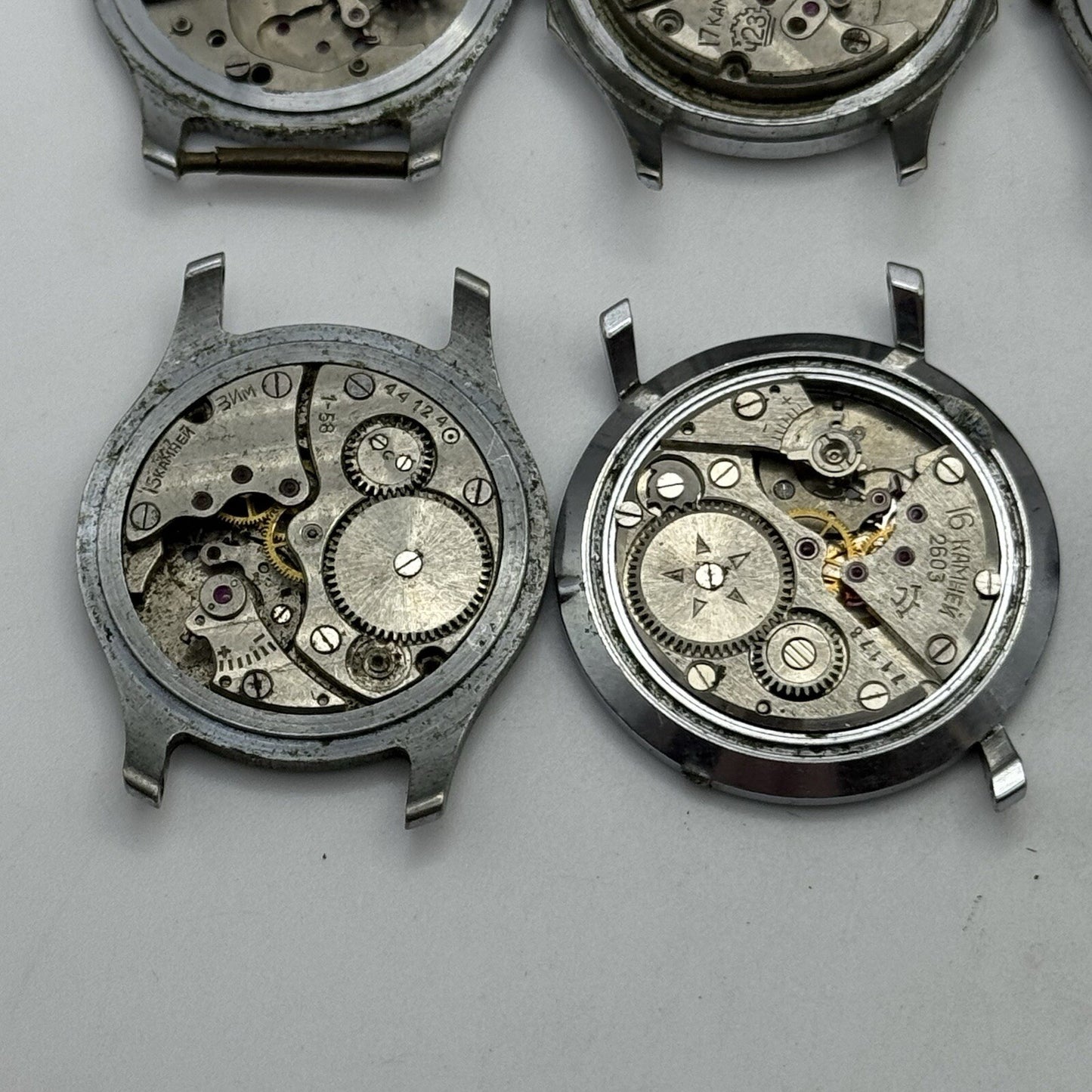 9 x Vintage Soviet Manual Wind Watch Heads For Parts Repair Job Lot Bundle