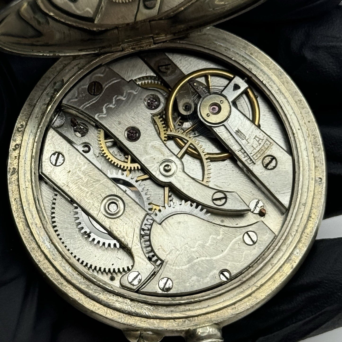 50mm Runs But Stops Antique Art Deco Case Pin Set Argentan Quality Pocket Watch