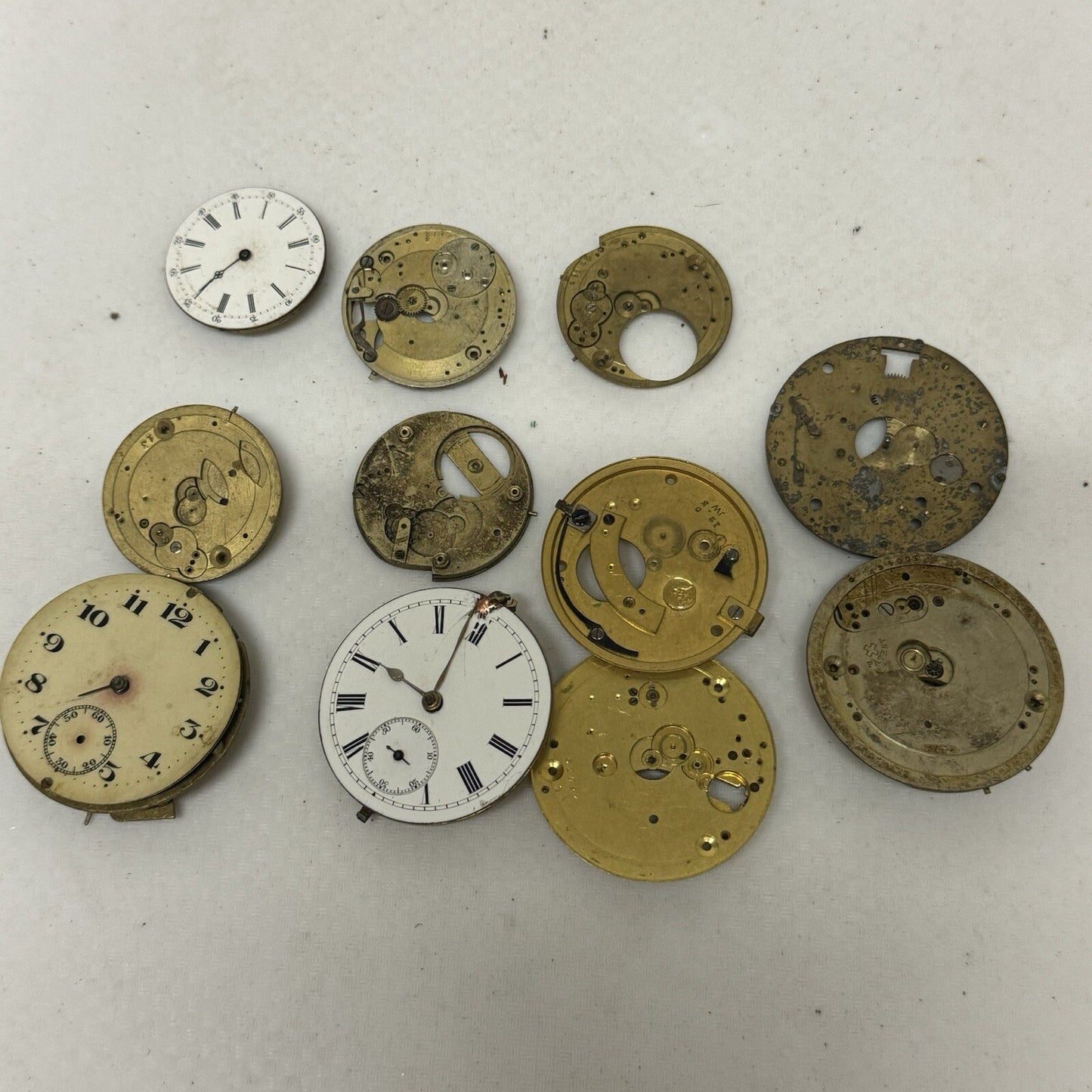 12 x Antique Partial Pocket Watch Movements Parts Repair Watchmakers Job Lot