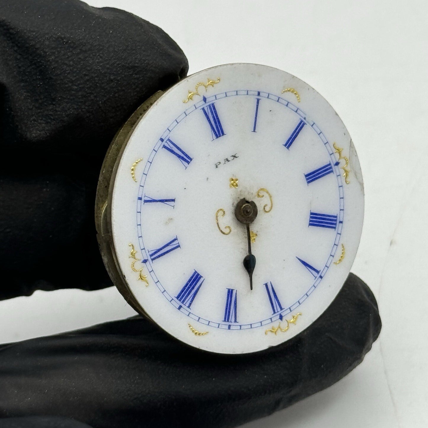 34.2mm PAX Beautiful Porcelain Dial Pocket Fob Watch Movement FOR PARTS Repair