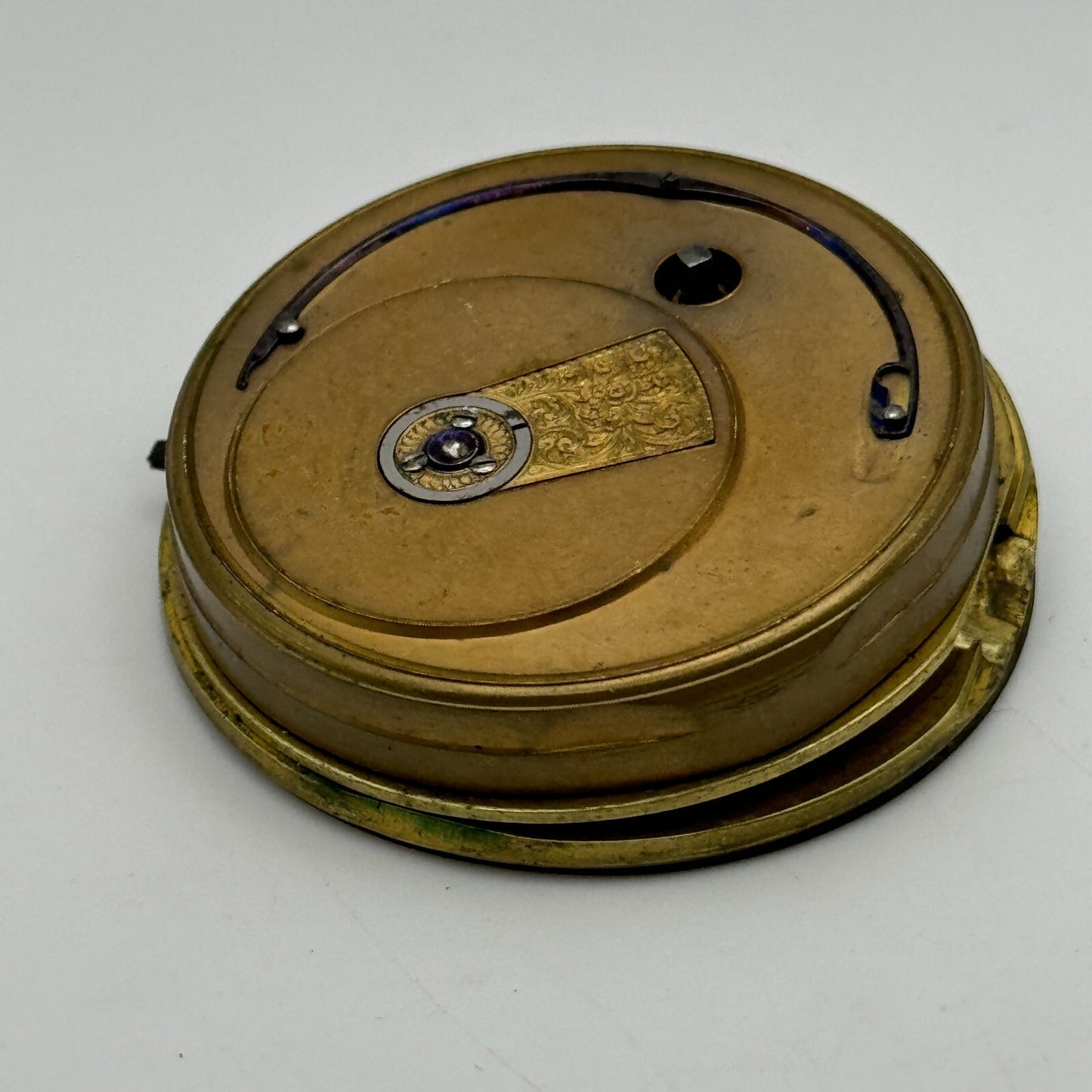 44.3mm Antique Unidentified Fusee Balance Intact Pocket Watch Movement PARTS