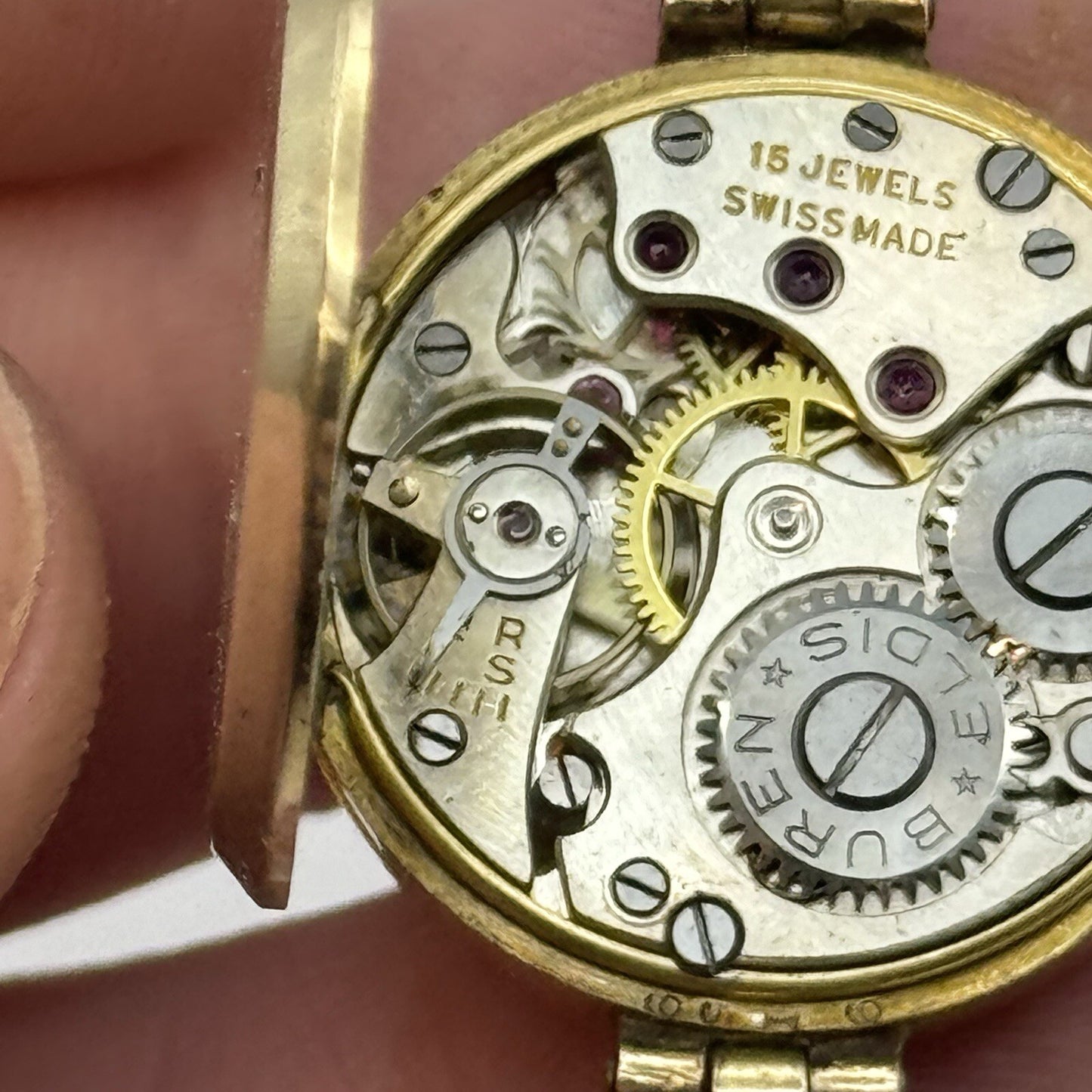 21mm Buren Dennison 9ct Gold Ladies Swiss Manual Wind Watch To Restore Vintage