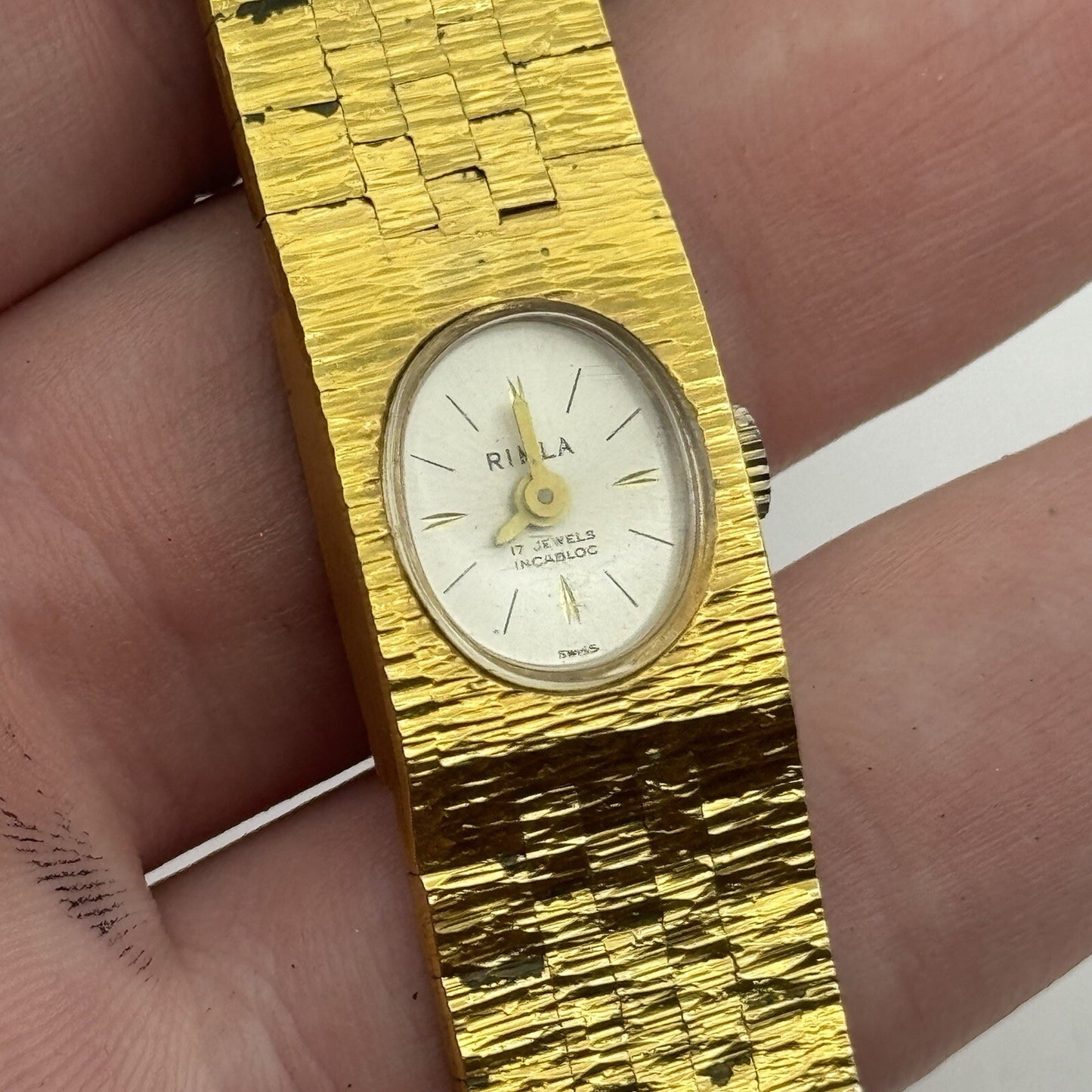15mm Ladies Rimla Gold Plated Manual Wind Swiss Vintage Watch REQUIRES SERVICE