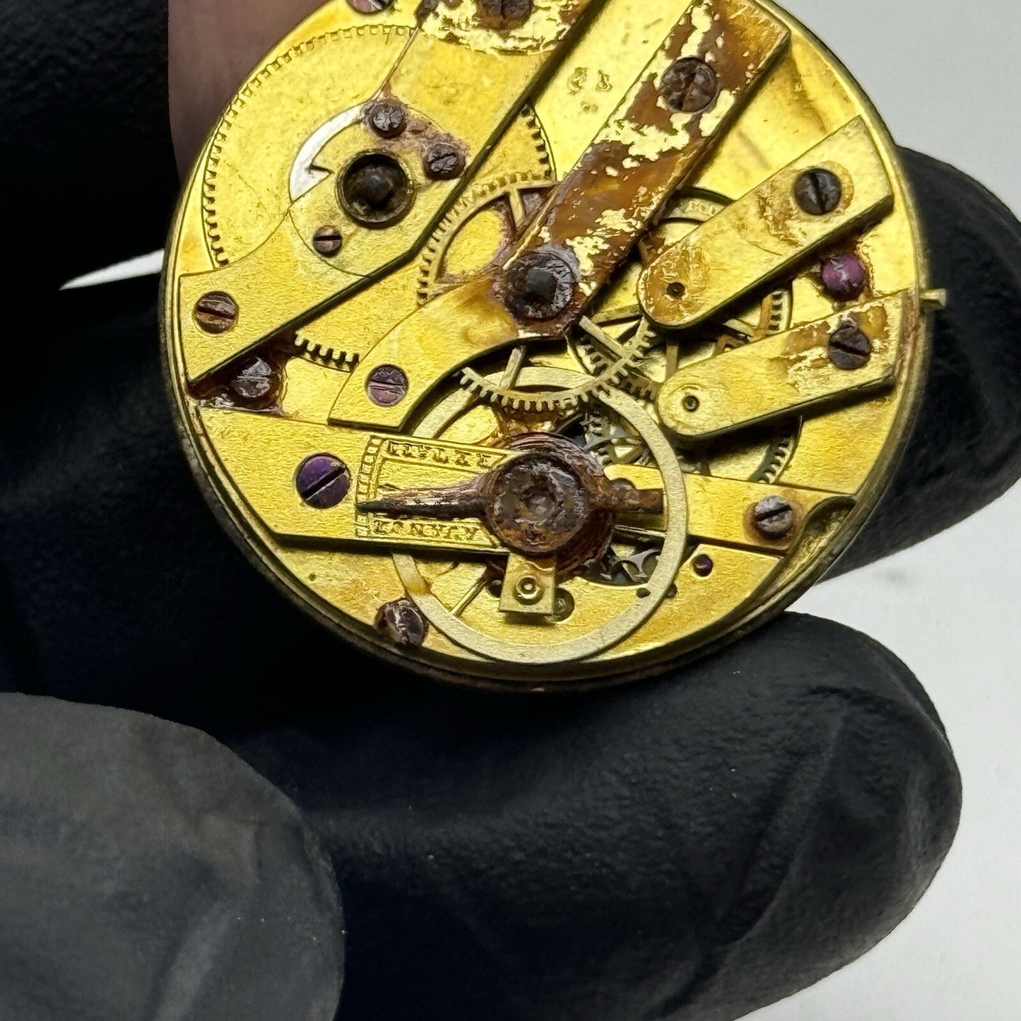 30.4mm Antique White Porcelain Dial Cylinder Watch Movement FOR PARTS
