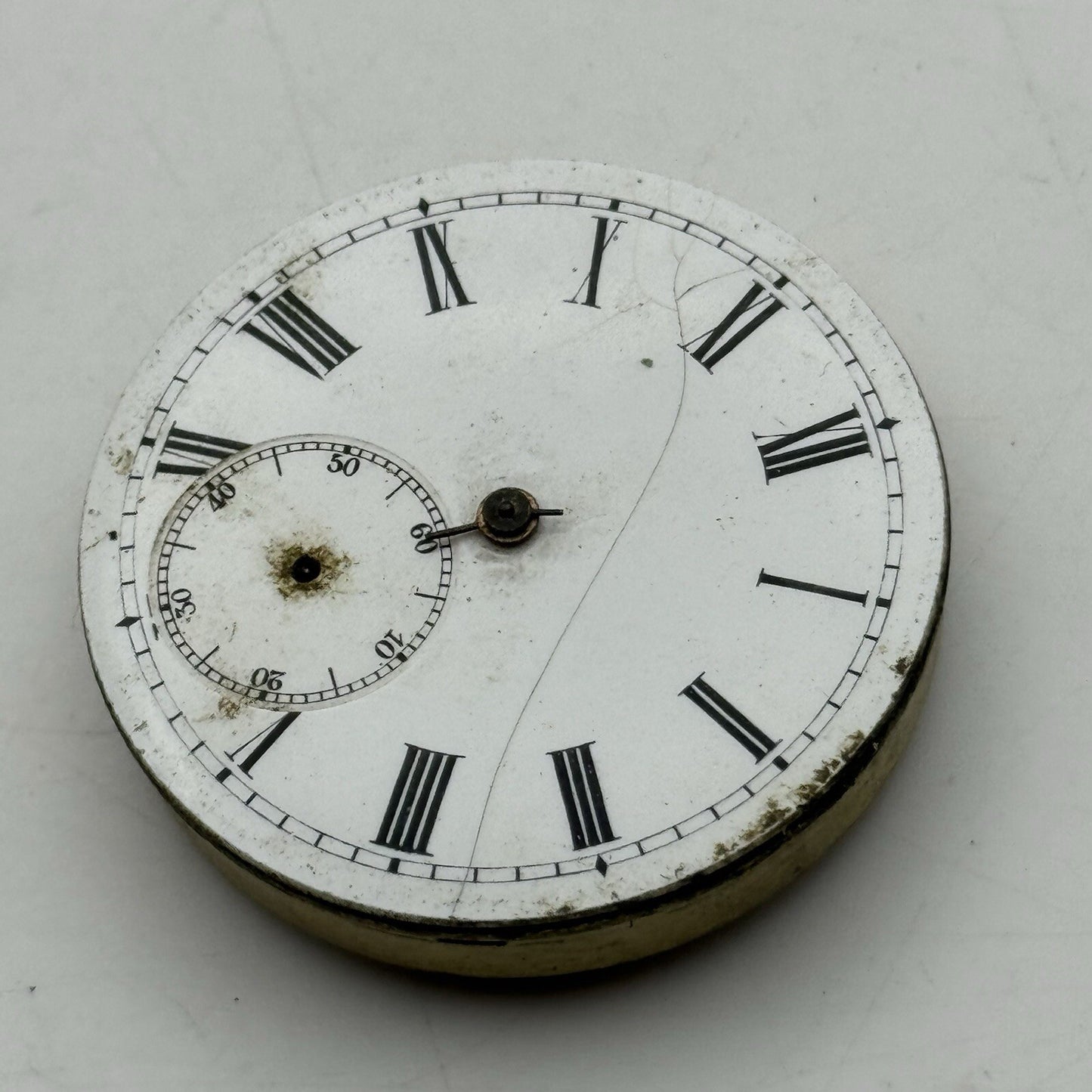 43mm Manual Wind Antique Key Wound Dial Pocket Watch Movement FOR PARTS