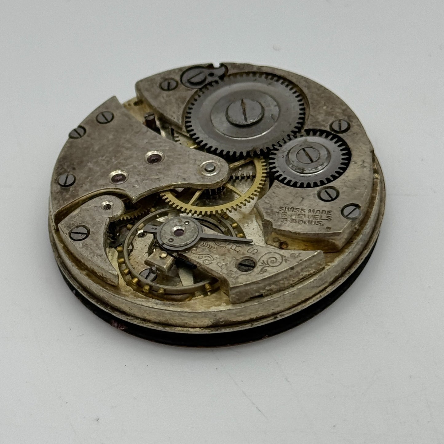 43.1mm Vintage 15 Jewels Swiss 3 Adjus Sub Seconds Pocket Watch Movement PARTS
