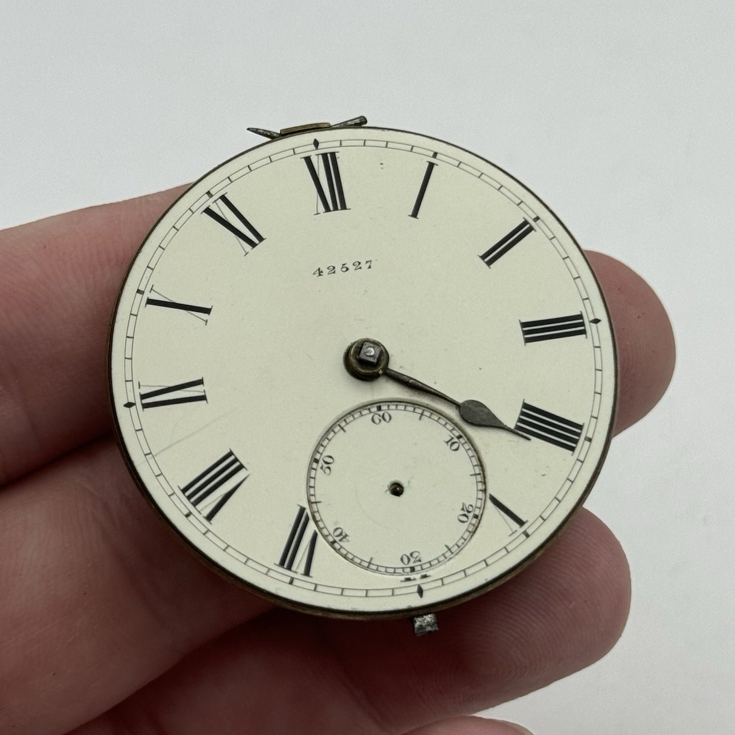41.8mm Antique Unidentified English Fusee Pocket Watch Movement - PARTS REPAIR