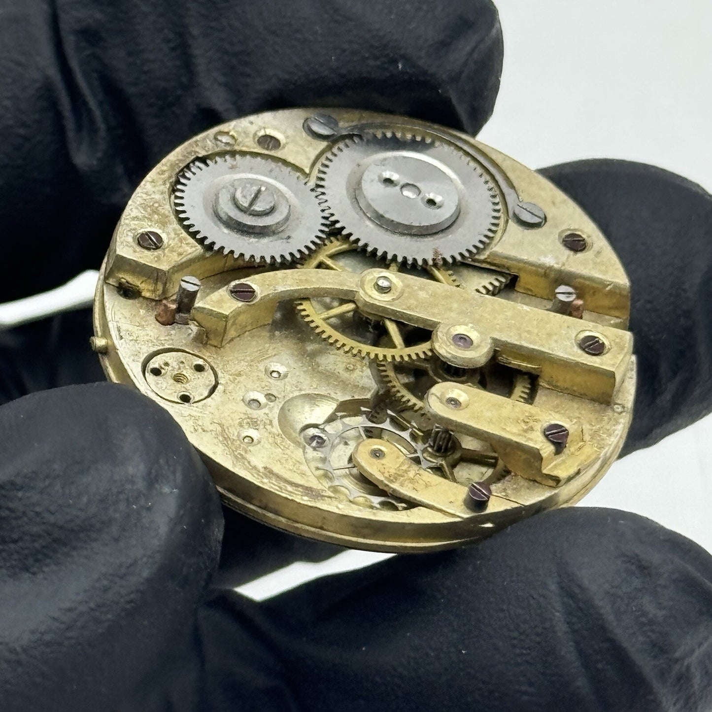 31mm Beautiful Patterned Dial Cylinder Pocket Watch Movement FOR PARTS