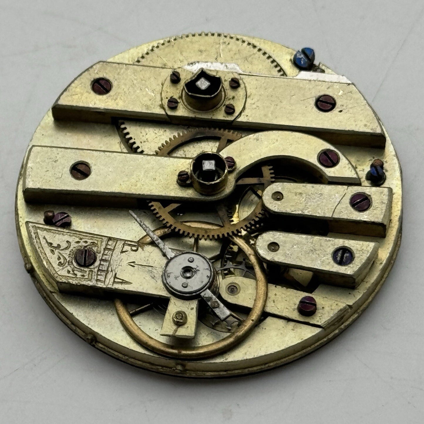 40.8mm Antique Key Wound Beautiful Dial Pocket Watch Movement FOR PARTS