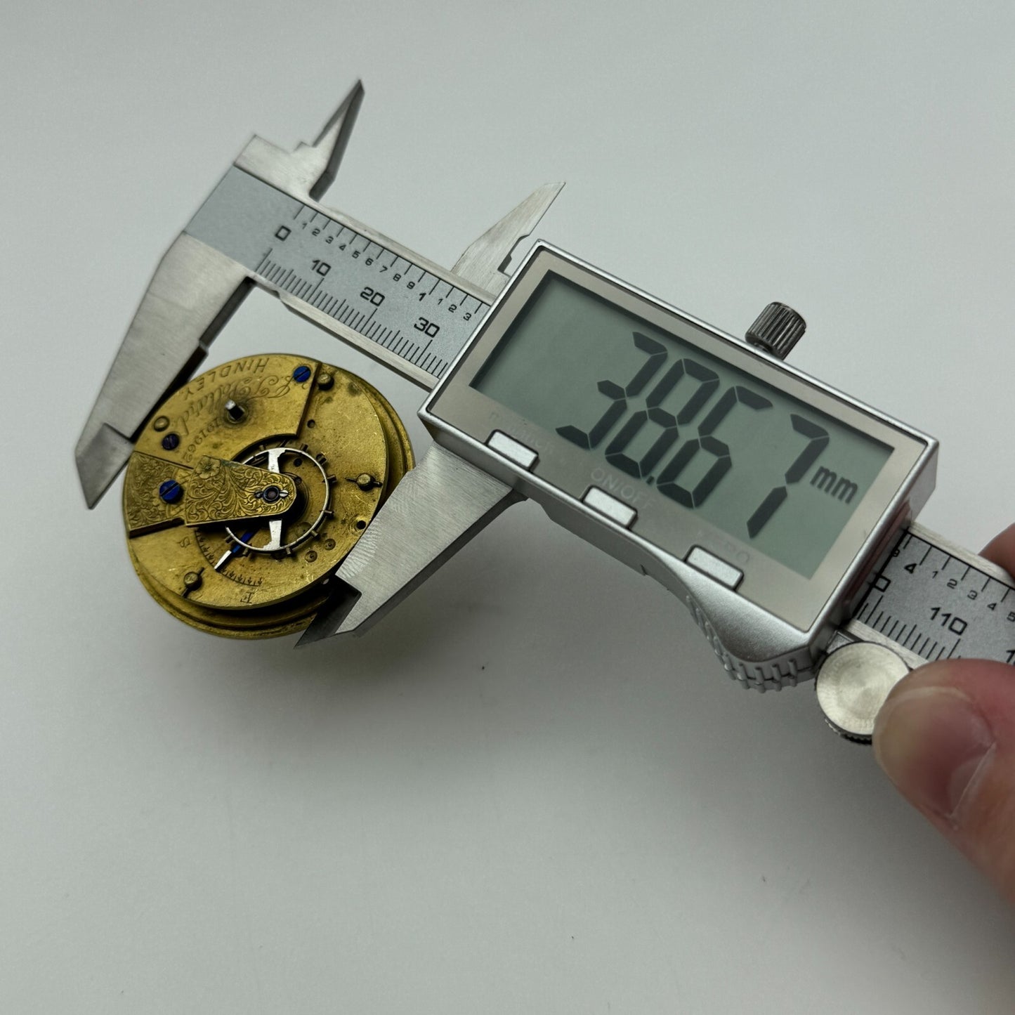 43.2mm Antique J J Pollard Hindley Key Wound Pocket Watch Movement PARTS REPAIR