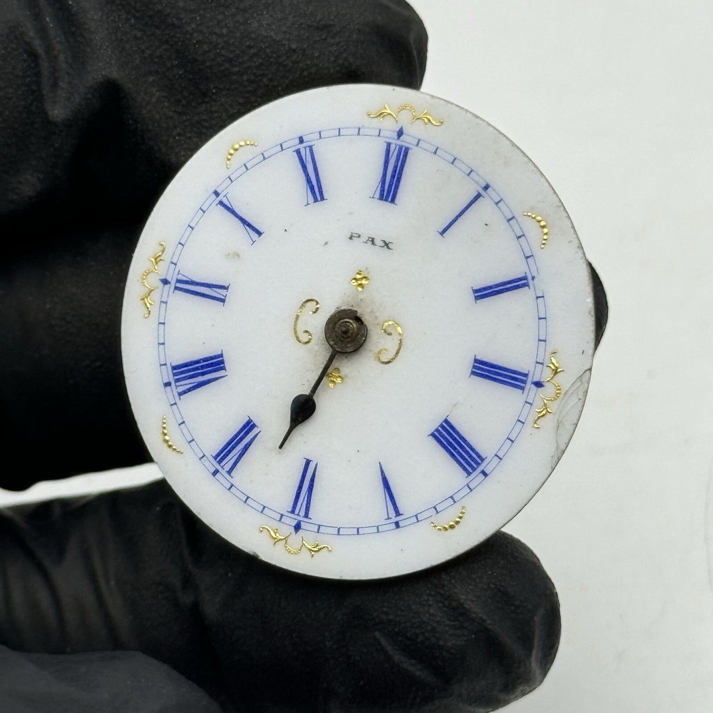 34.2mm PAX Beautiful Porcelain Dial Pocket Fob Watch Movement FOR PARTS Repair