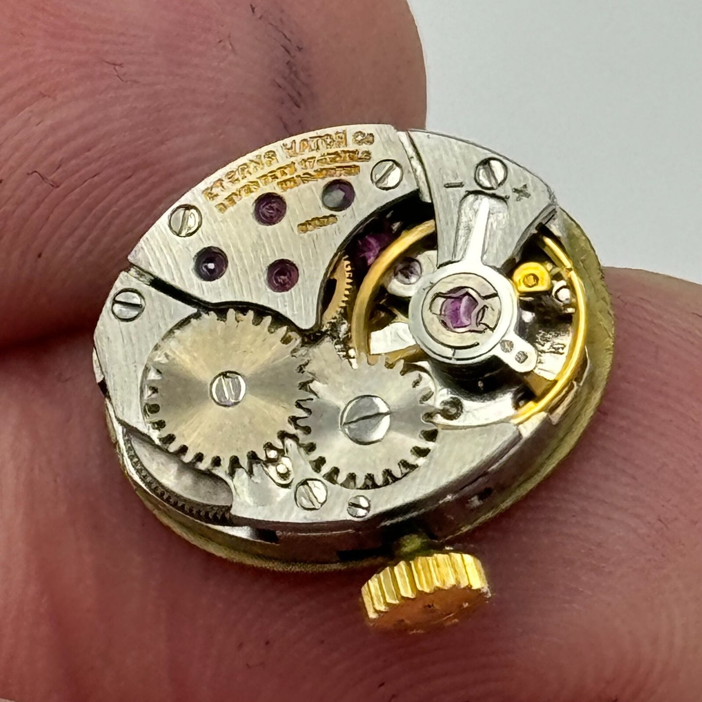 13mm Ladies Eterna 1447K Manual Wind Watch Swiss Movement Dial Hands Crown PARTS