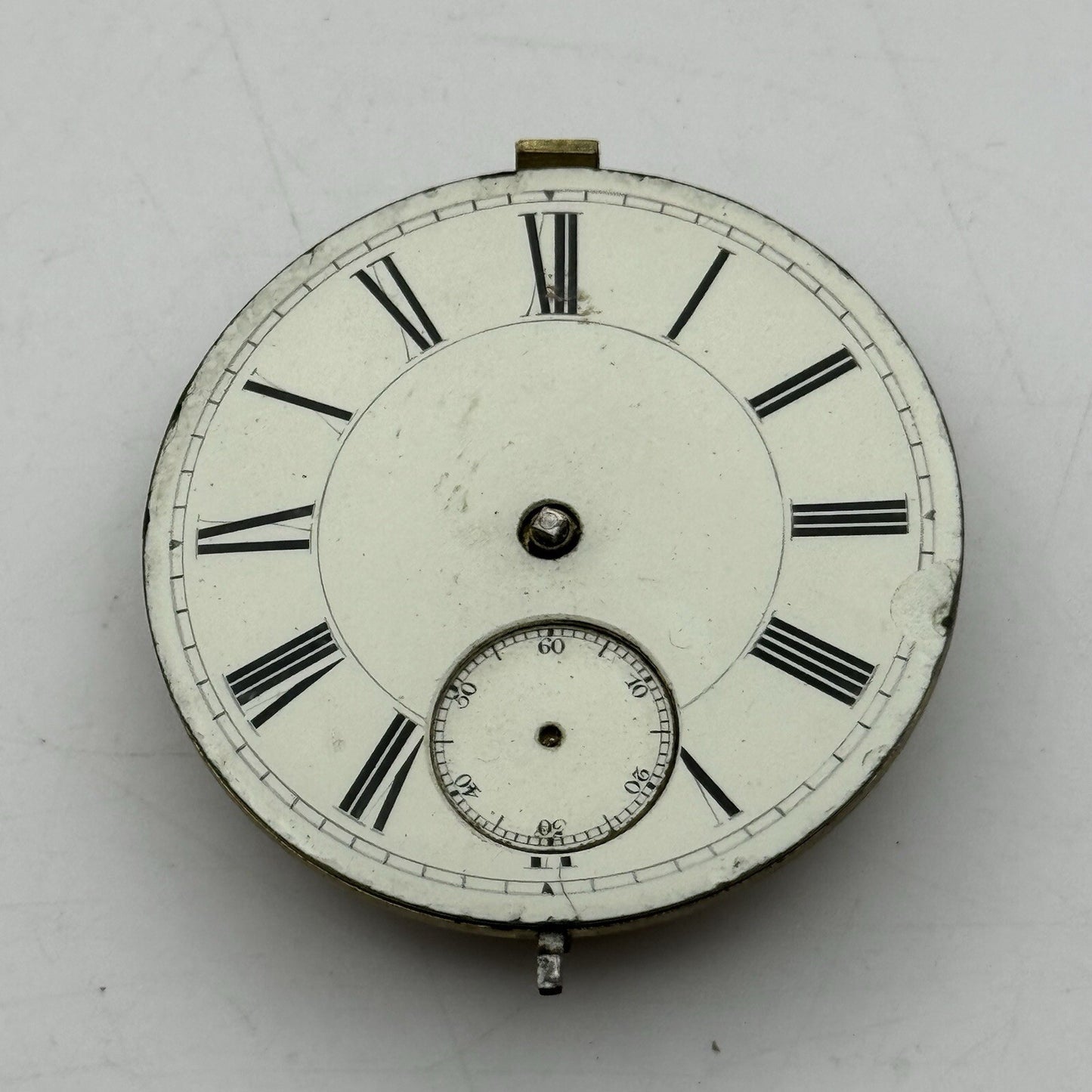 46.5mm Unidentified Pocket Watch Movement Roman Numerals Dial FOR PARTS