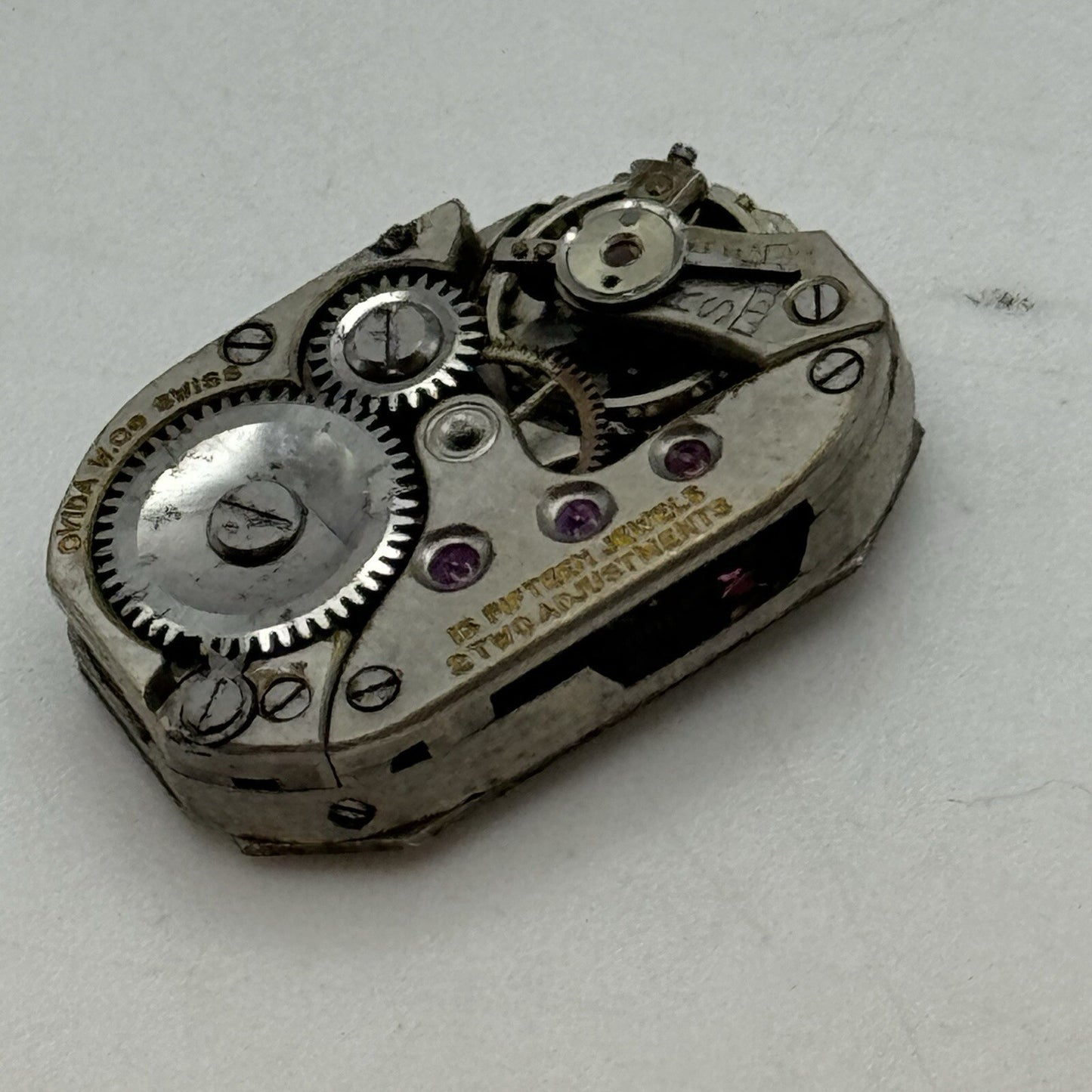 12.7mm Ovida Art Deco Tank Watch Movement Dial Restoration Repair Balance Ok