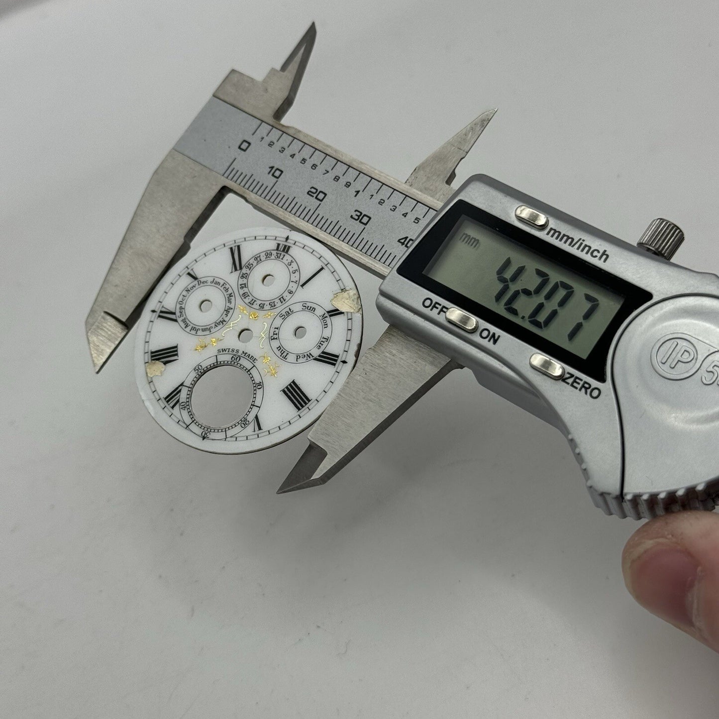 42mm Triple Date Full Calendar Porcelain Patterned Pocket Watch Dial Spares