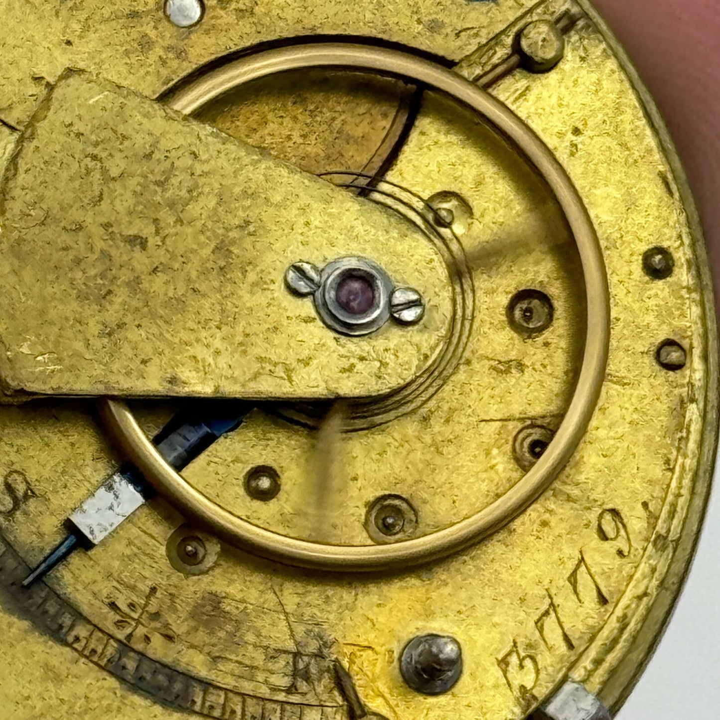 45.4mm Unidentified English Fusee Chain Present Pocket Watch Movement PARTS
