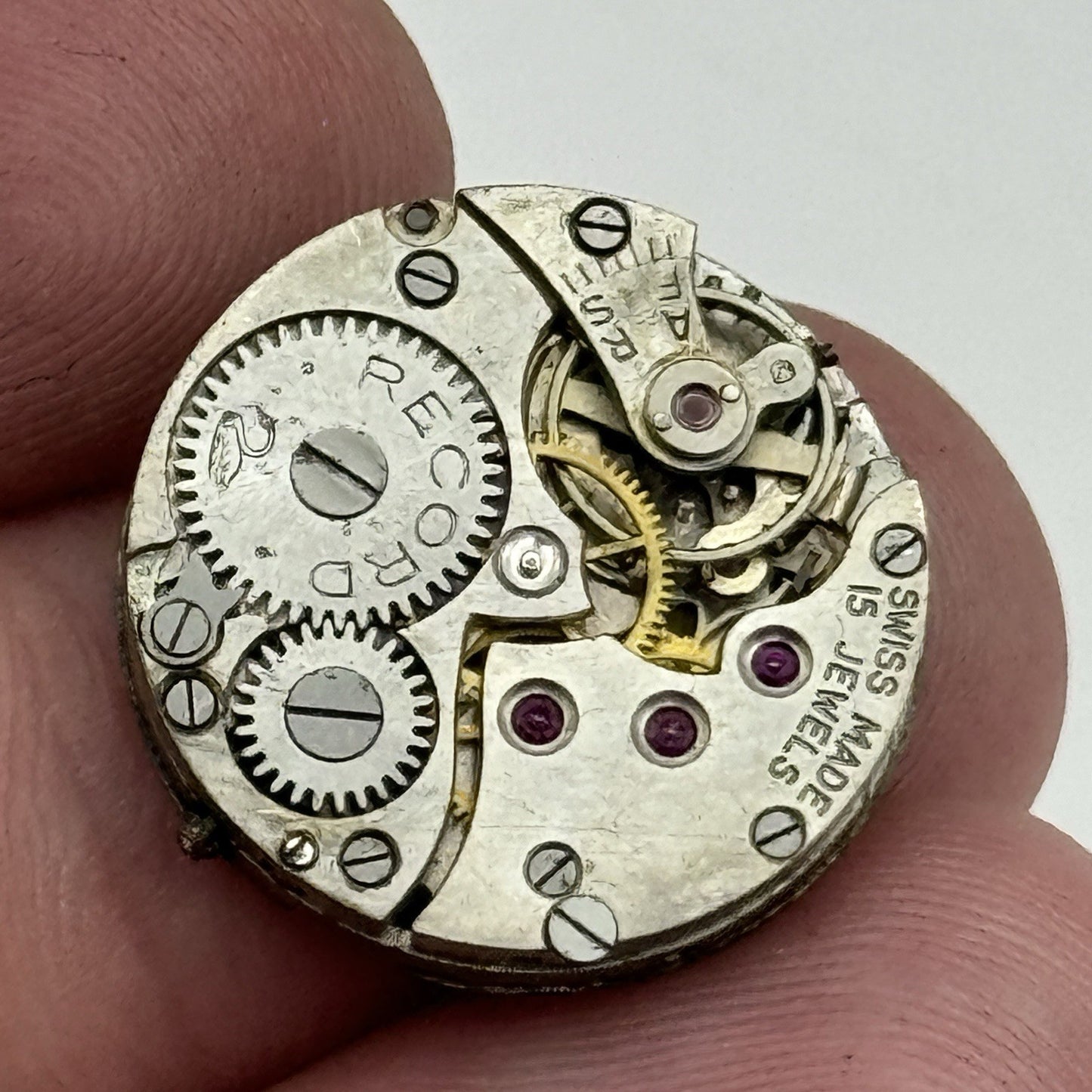 19.6mm Record 15 Jewels Swiss Manual Wind Watch Movement Vintage PARTS SPARES