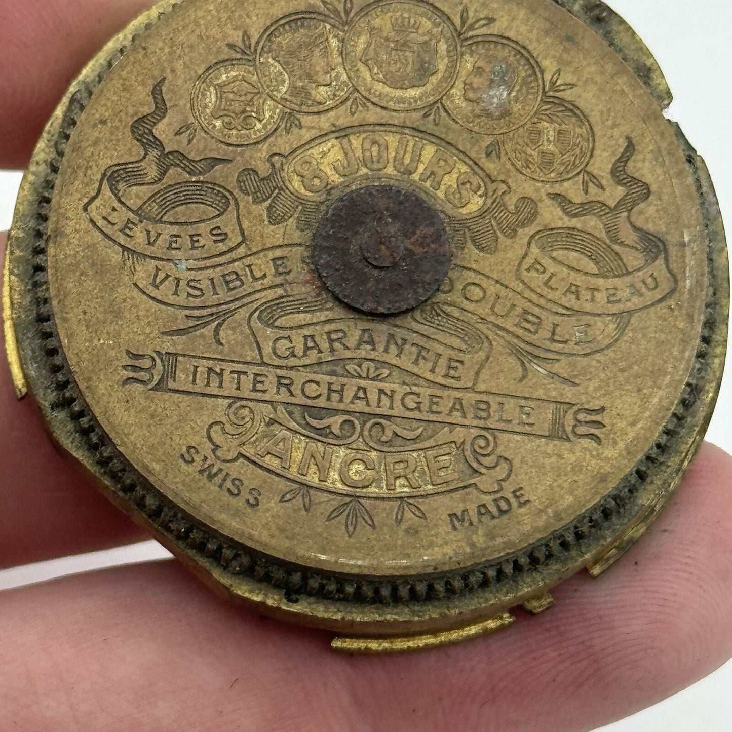 43.5mm Antique Hebdomas 8 Days Pocket Watch Movement To Restore Parts Repair