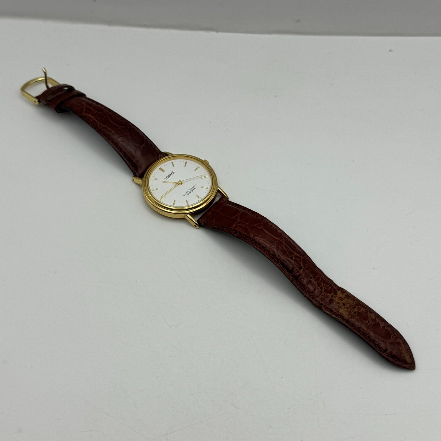 34mm Working Lorus V501-8B30 Vintage Quartz Watch Unisex New Battery 8.5 Inches