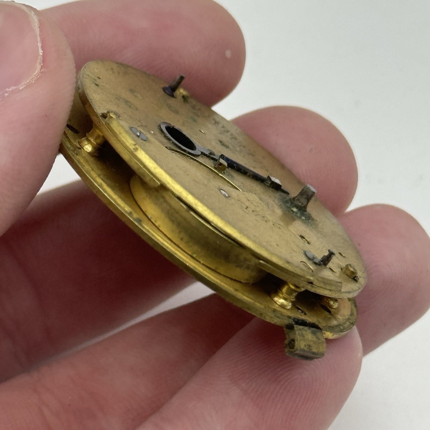 44.8mm Antique Unidentified English Fusee Pocket Watch Movement - PARTS REPAIR