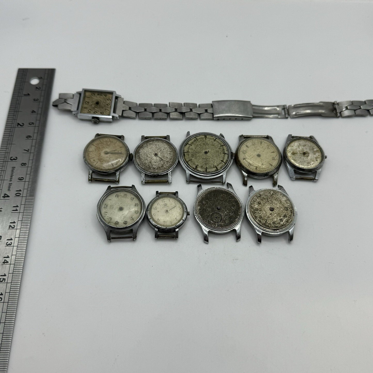 10 x Vintage Soviet Manual Wind Watch Heads For Parts Repair Job Lot Bundle