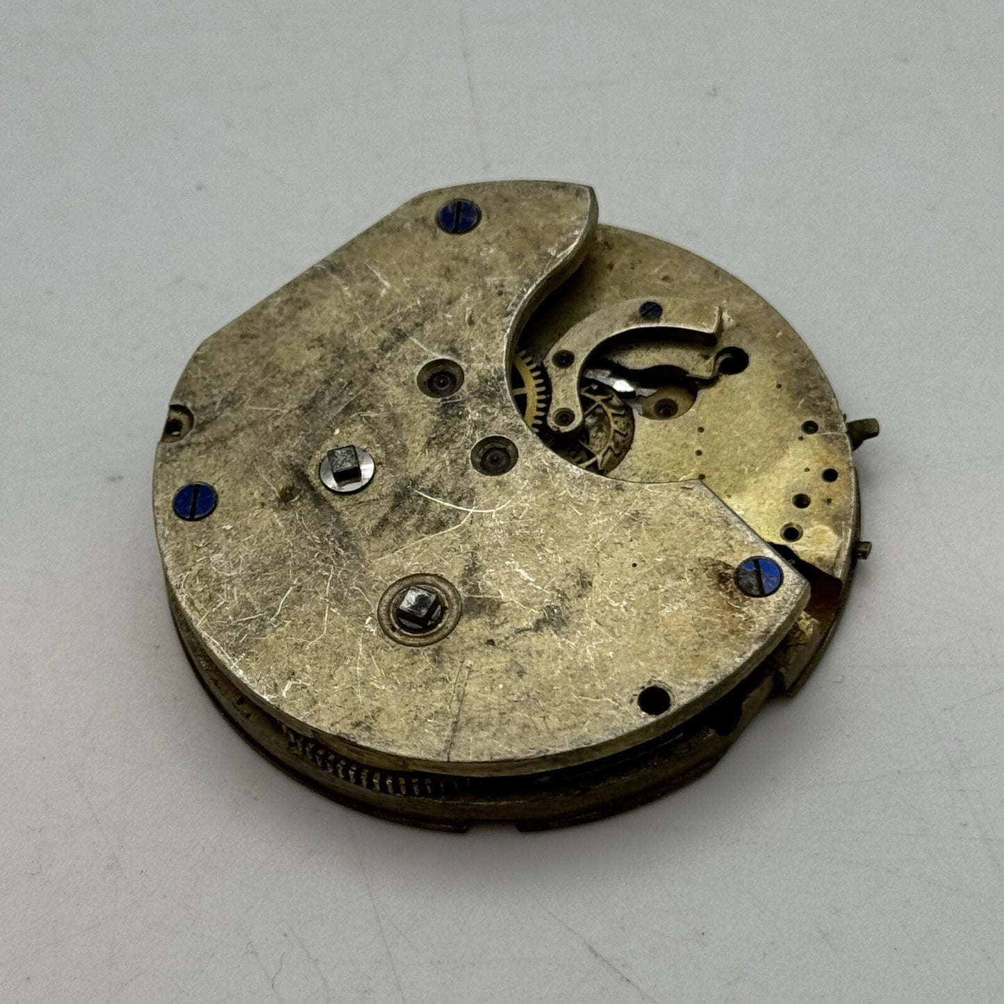 47.4mm Partial Pocket Watch Movement Missing Balance FOR PARTS Restore